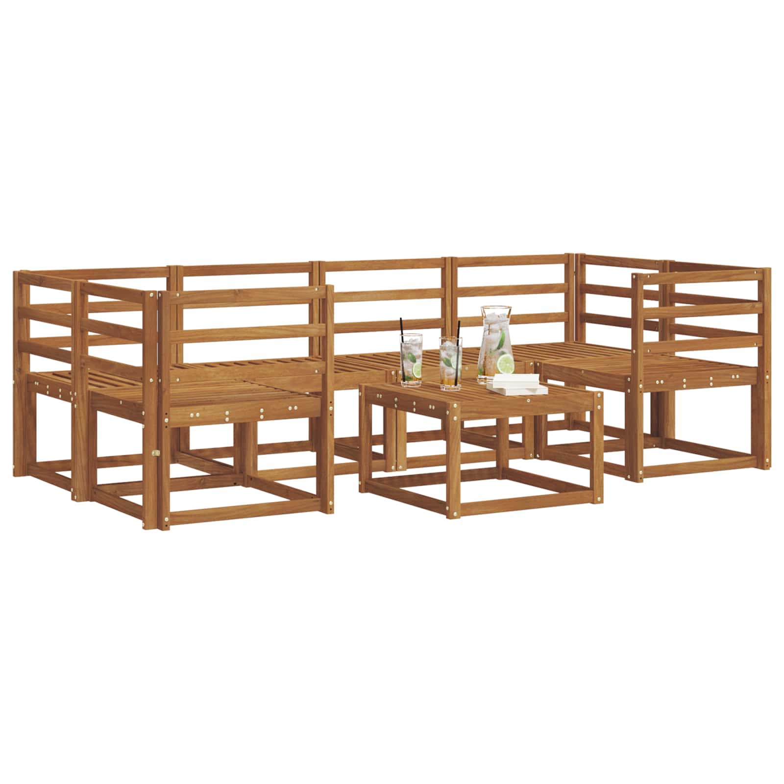 Set vanjskih sofa 7 pcs Prirodna Čvrsto drvo akacije