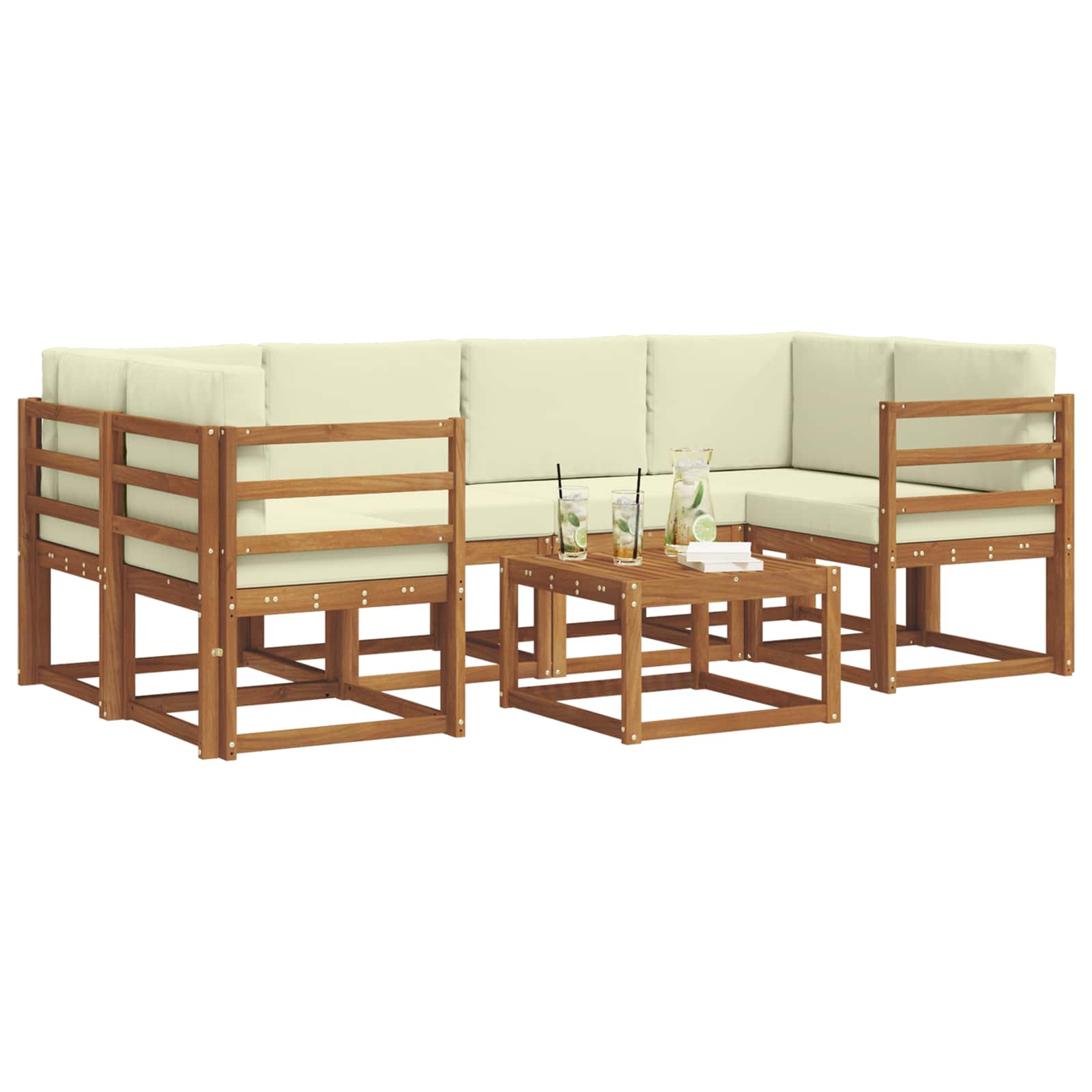Set vanjskih sofa s jastukom 7 pcs Prirodna i krem