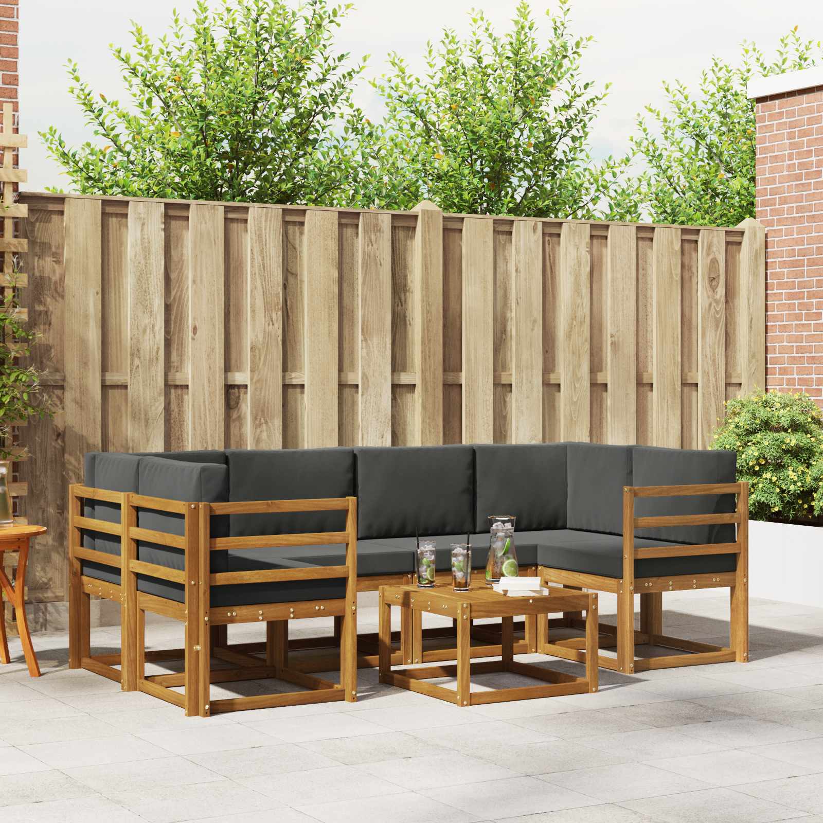 Set vanjskih sofa s jastukom 7 pcs Prirodna i antracit