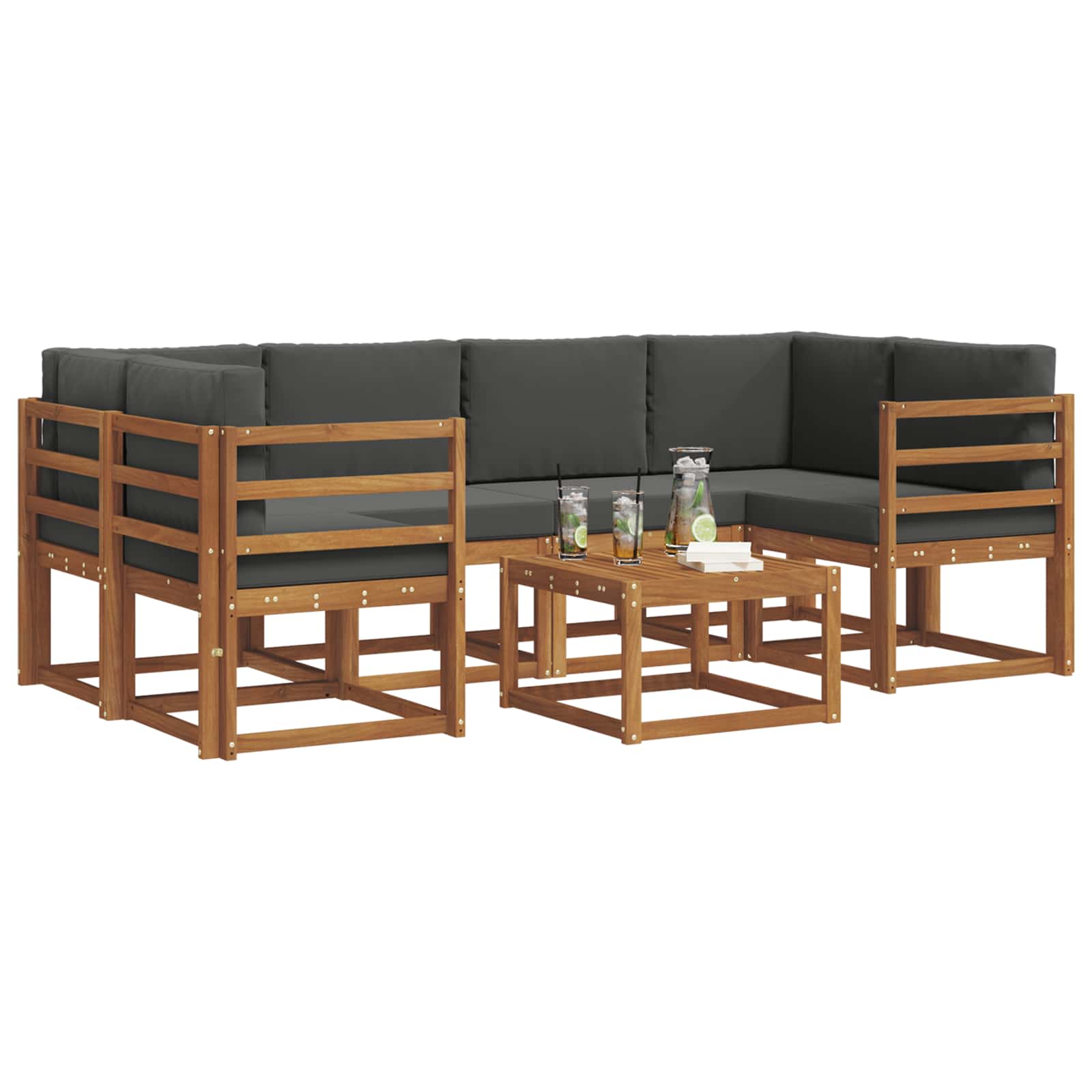 Set vanjskih sofa s jastukom 7 pcs Prirodna i antracit