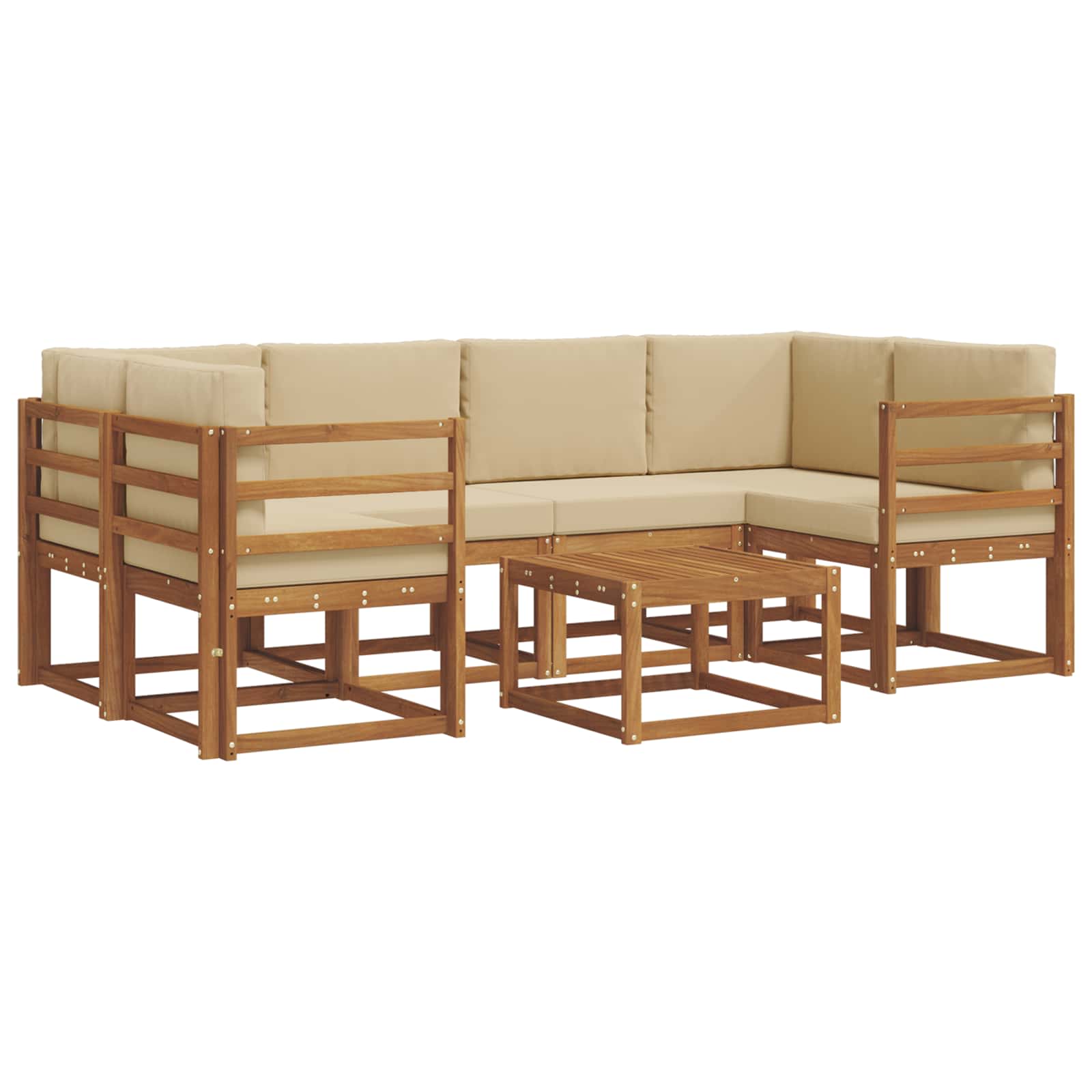 Set vanjskih sofa s jastukom 7 pcs Prirodna i bež
