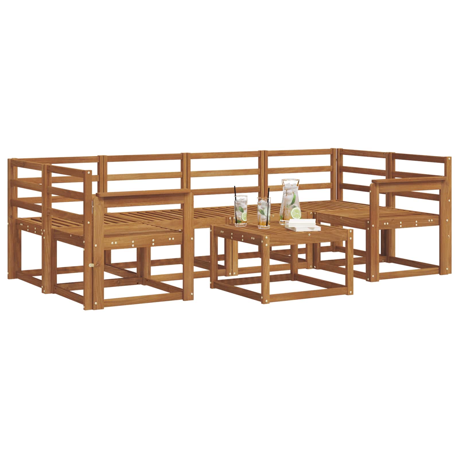 Set vanjskih sofa 7 pcs Prirodna Čvrsto drvo akacije