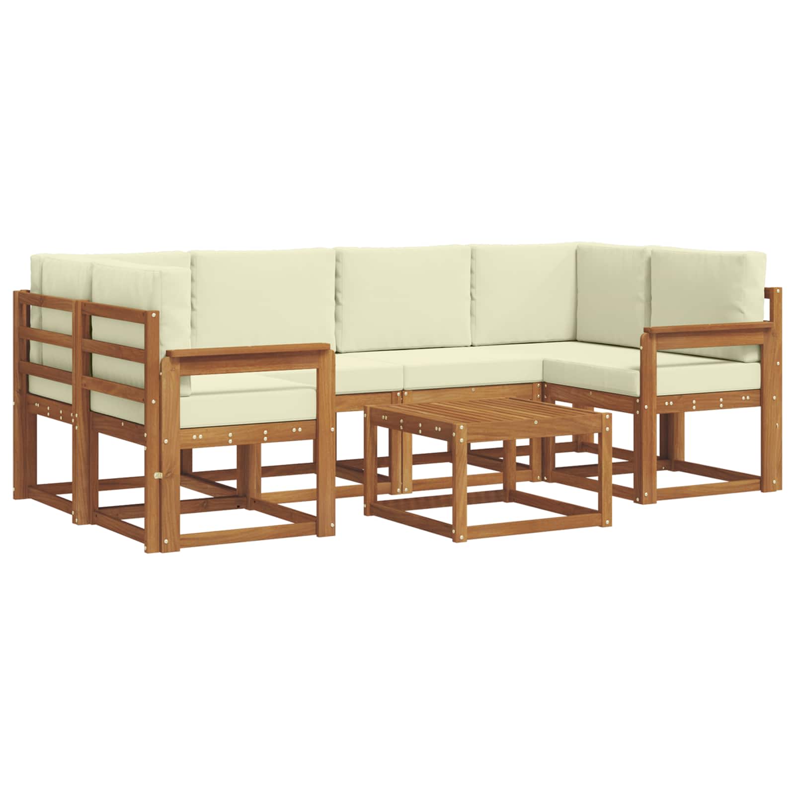 Set vanjskih sofa s jastukom 7 pcs Prirodna i krem