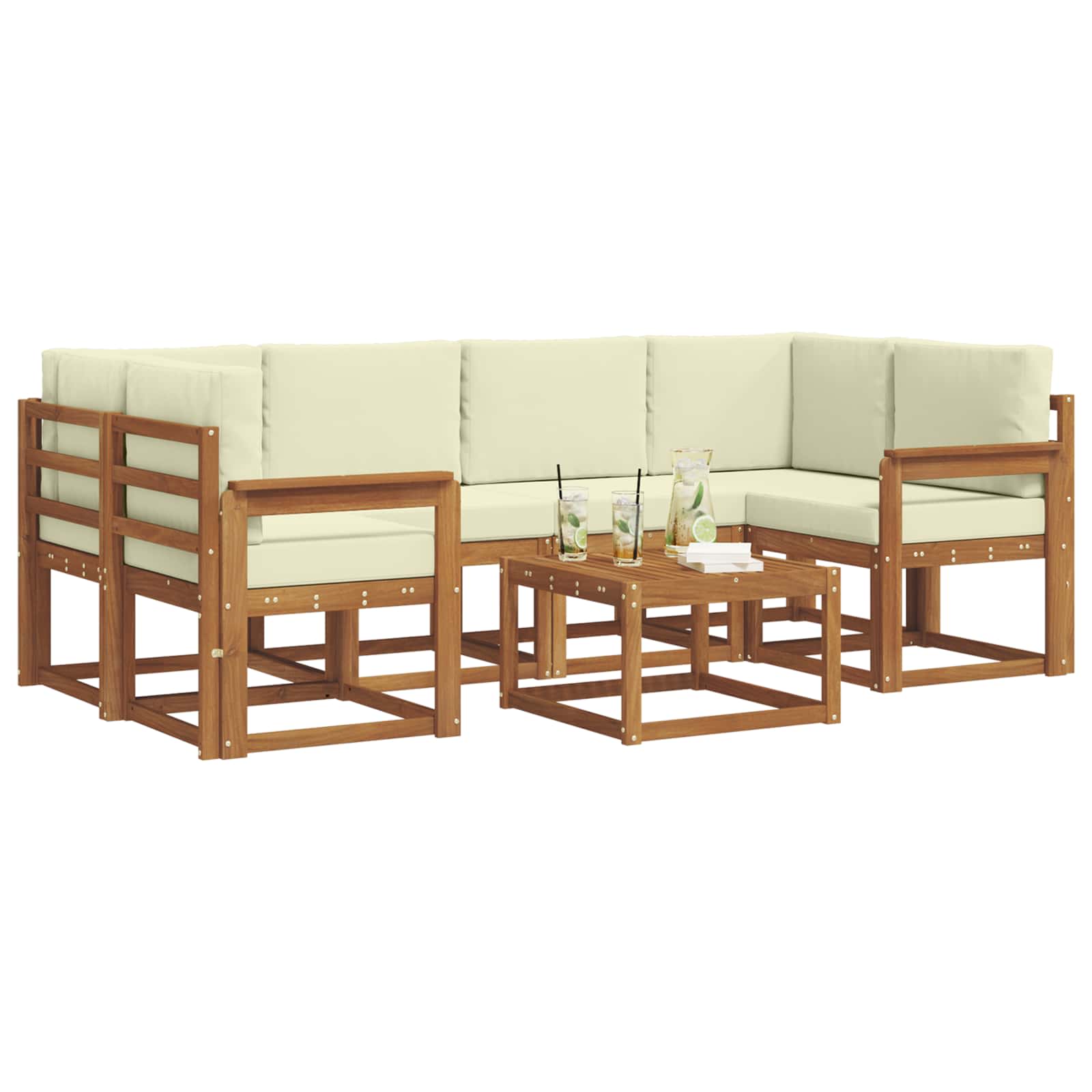 Set vanjskih sofa s jastukom 7 pcs Prirodna i krem