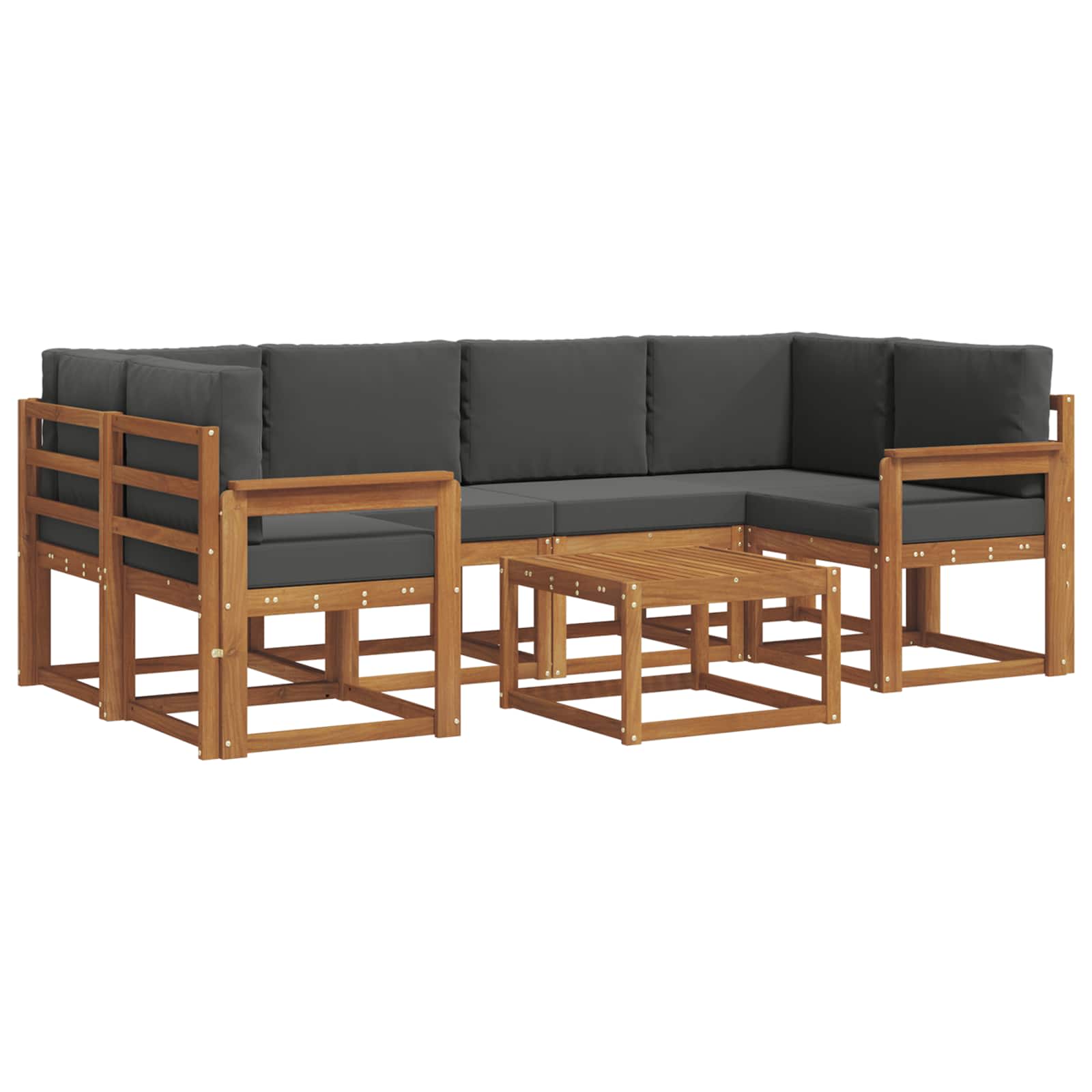 Set vanjskih sofa s jastukom 7 pcs Prirodna i antracit