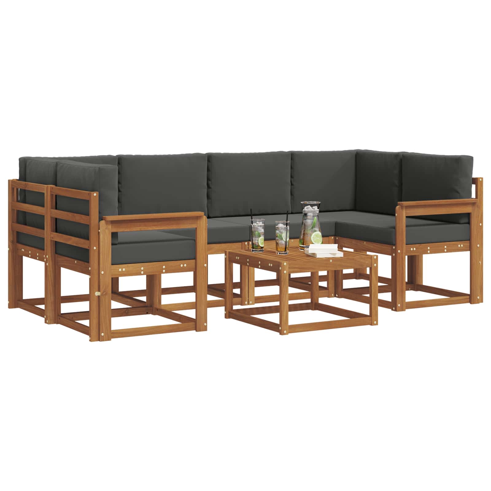 Set vanjskih sofa s jastukom 7 pcs Prirodna i antracit