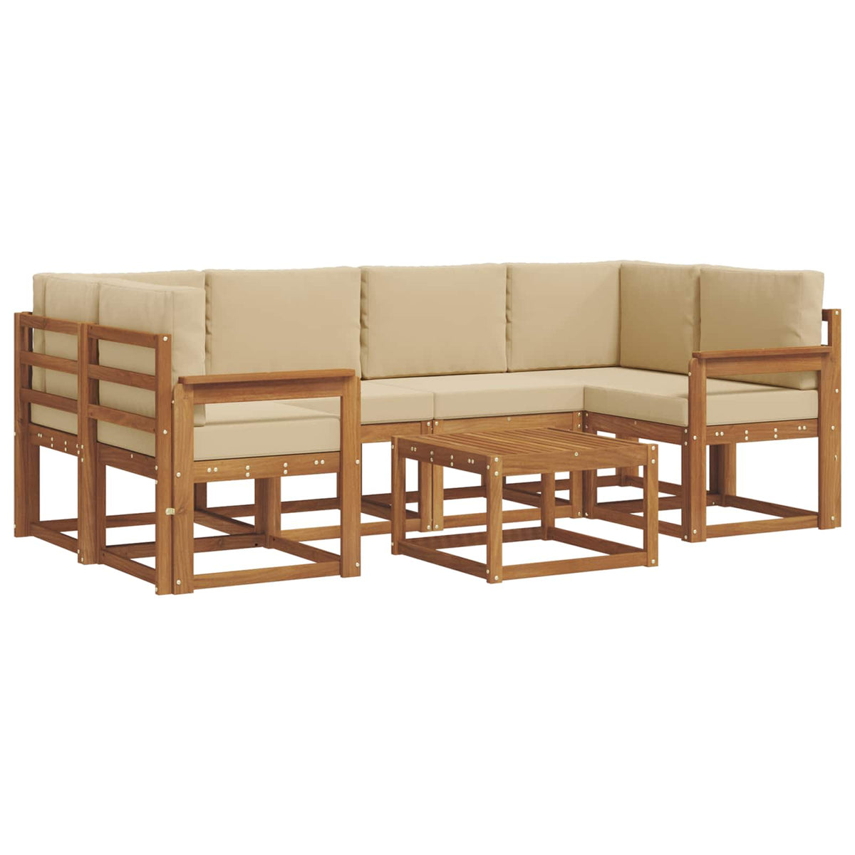 Set vanjskih sofa s jastukom 7 pcs Prirodna i bež