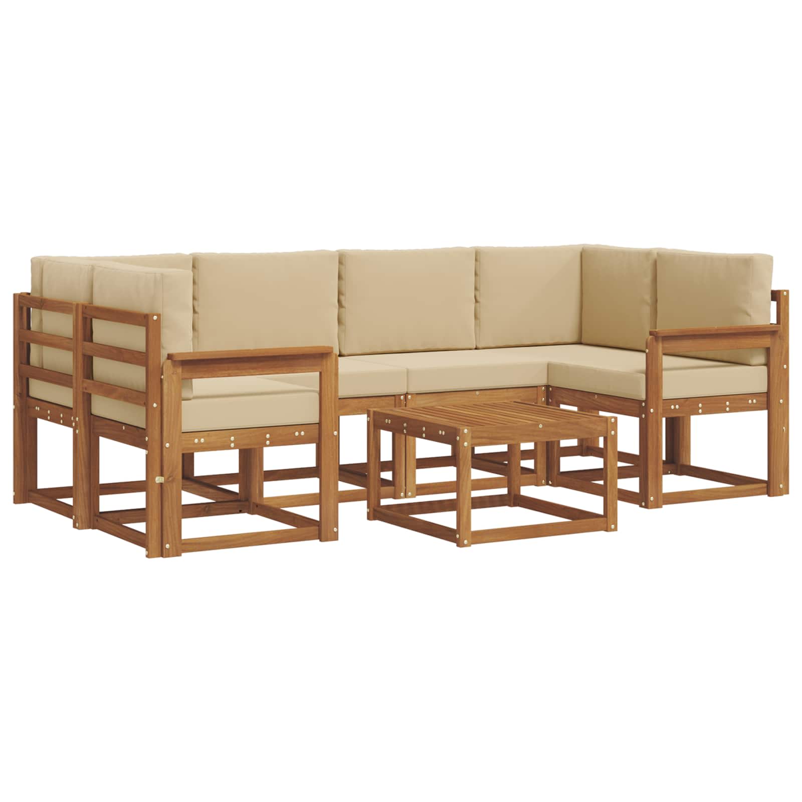 Set vanjskih sofa s jastukom 7 pcs Prirodna i bež
