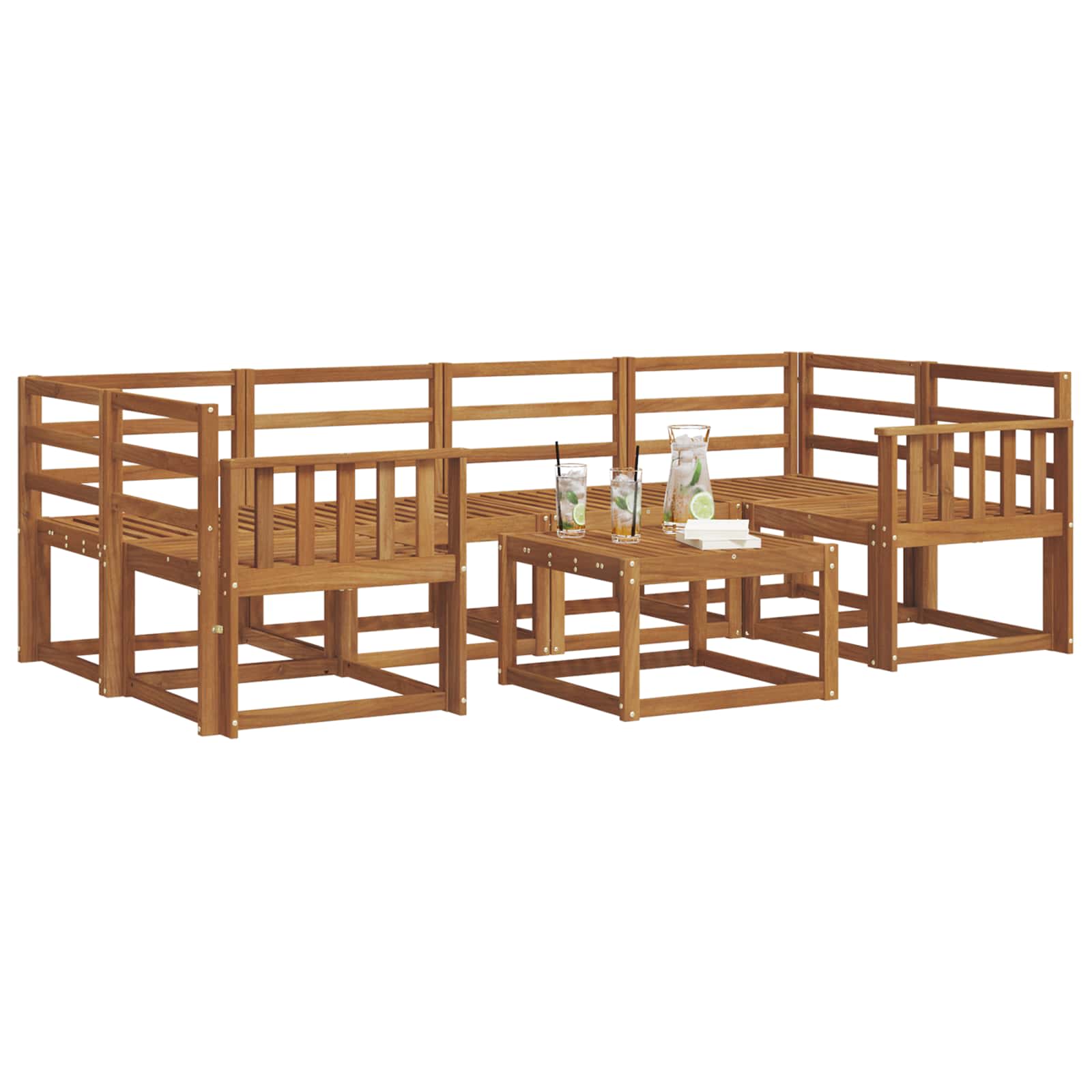 Set vanjskih sofa 7 pcs Prirodna Čvrsto drvo akacije