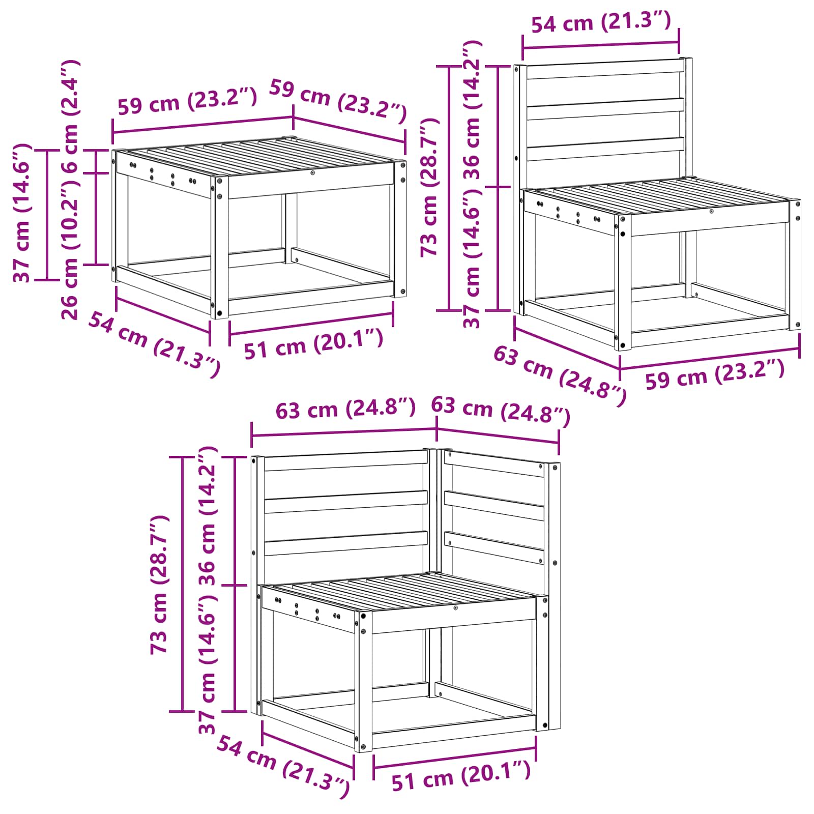 Set vanjskih sofa 7 pcs Prirodna Čvrsto drvo akacije