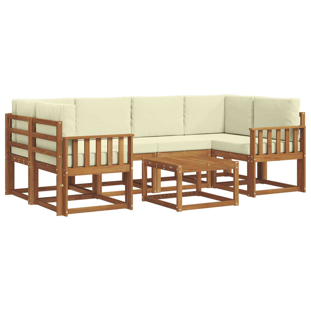 Set vanjskih sofa s jastukom 7 pcs Prirodna i krem