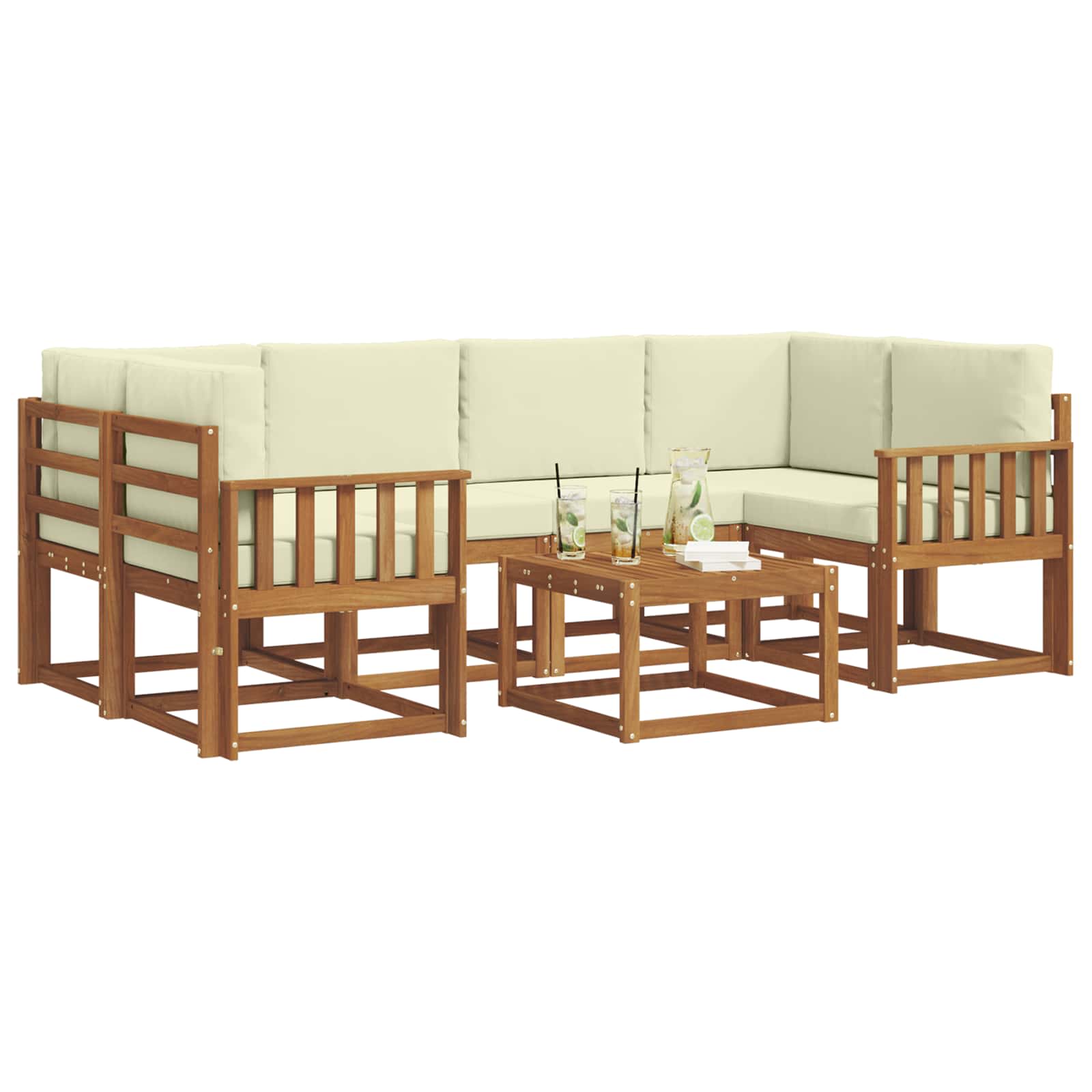 Set vanjskih sofa s jastukom 7 pcs Prirodna i krem