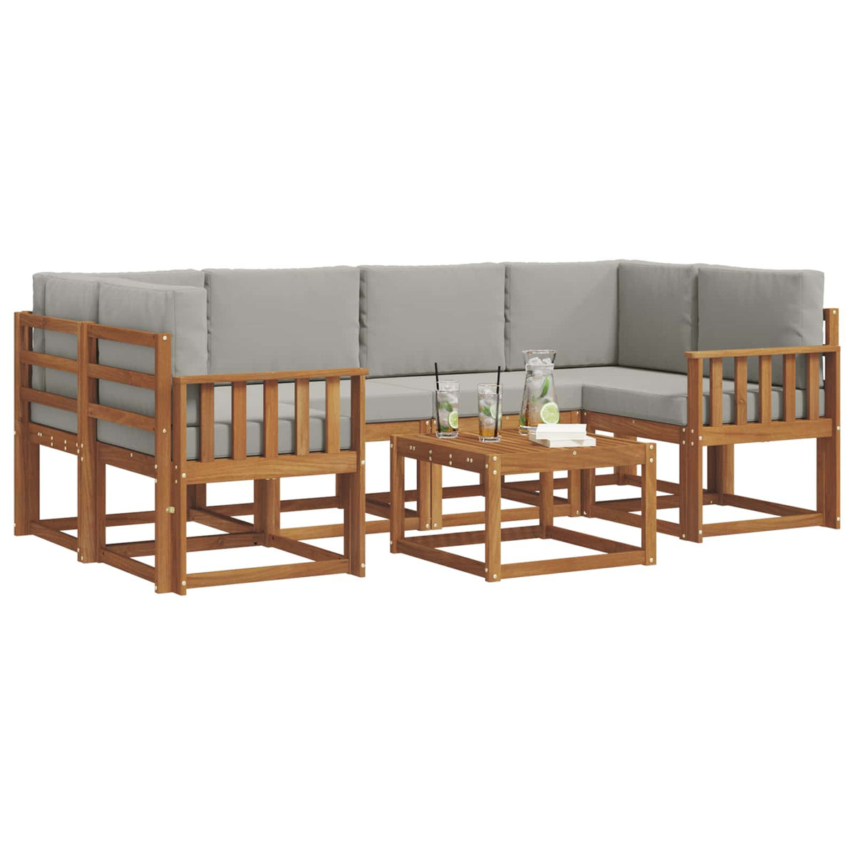 Set vanjskih sofa 7 kom. Prirodna i svijetlo siva