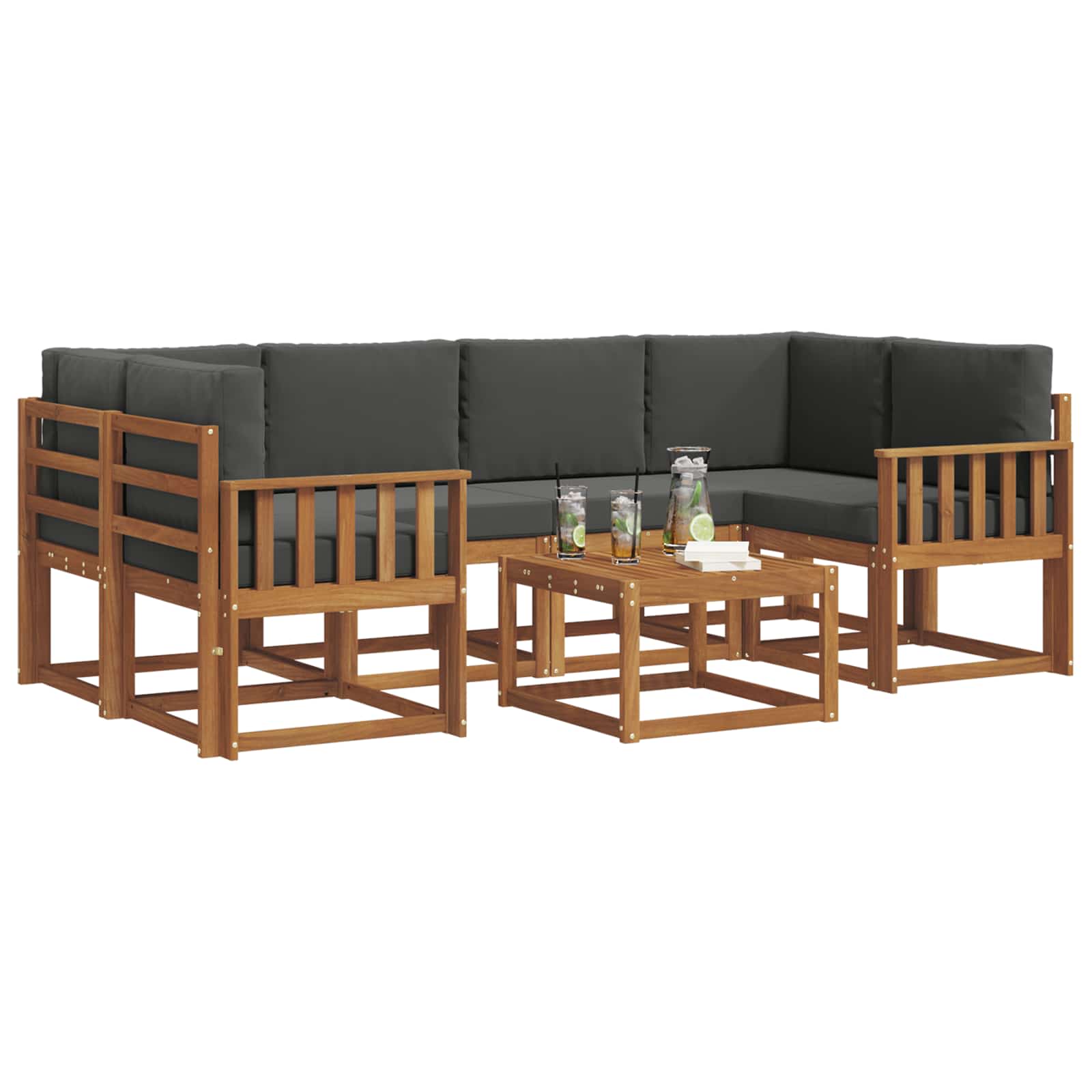 Set vanjskih sofa s jastukom 7 pcs Prirodna i antracit
