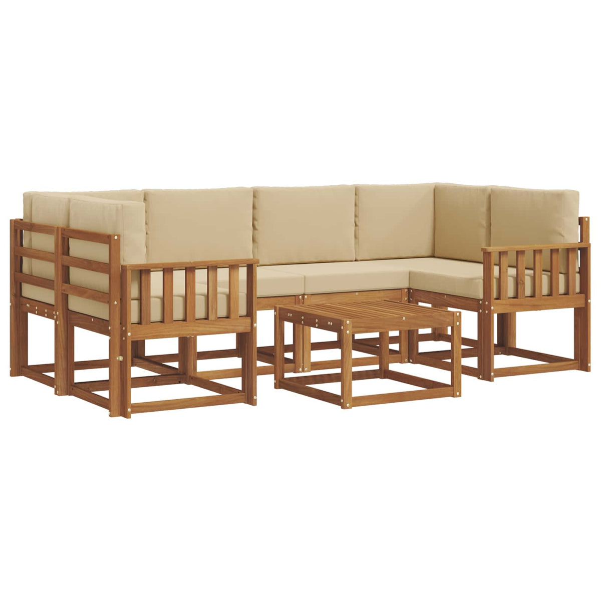 Set vanjskih sofa s jastukom 7 pcs Prirodna i bež