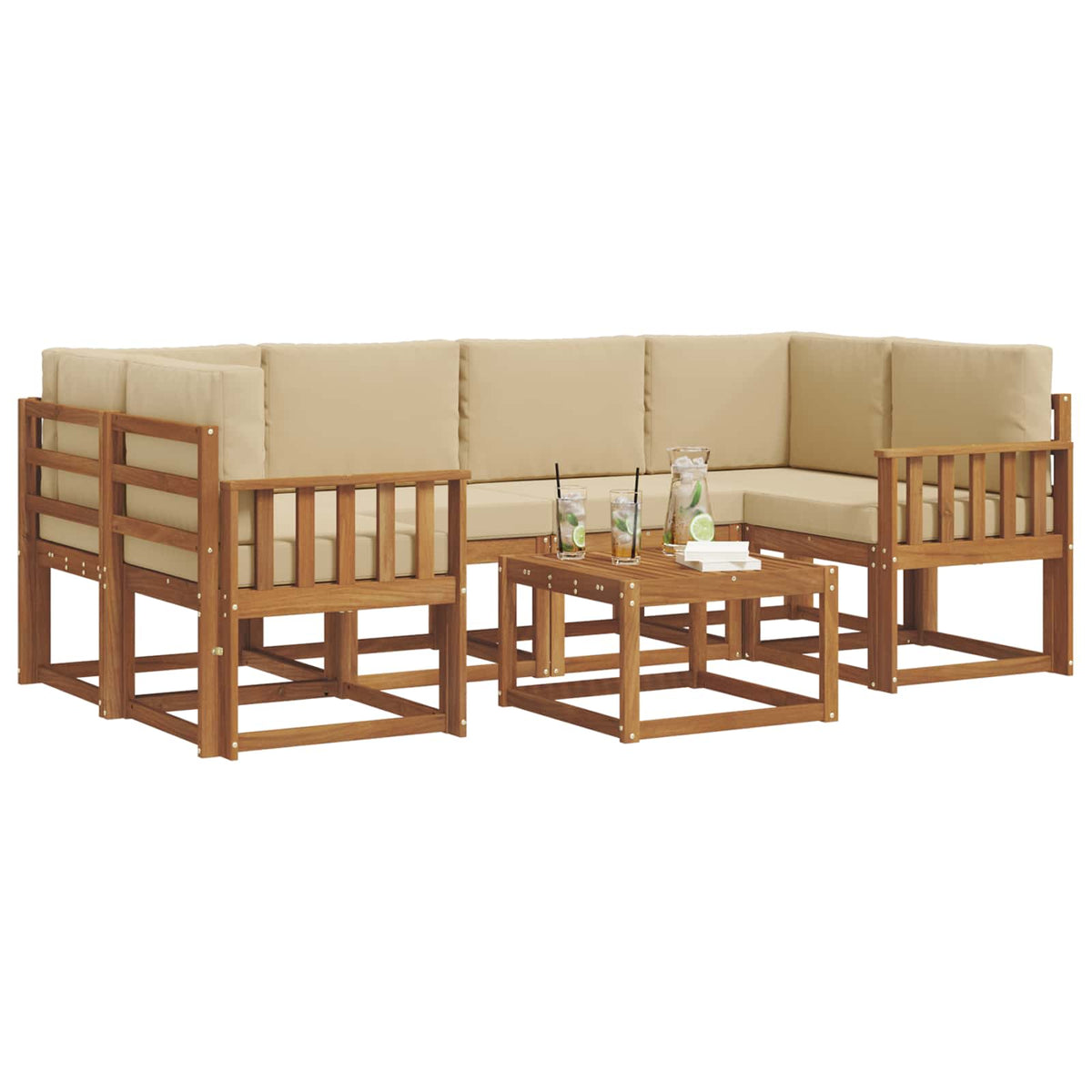 Set vanjskih sofa 7 kom. Prirodna i bež