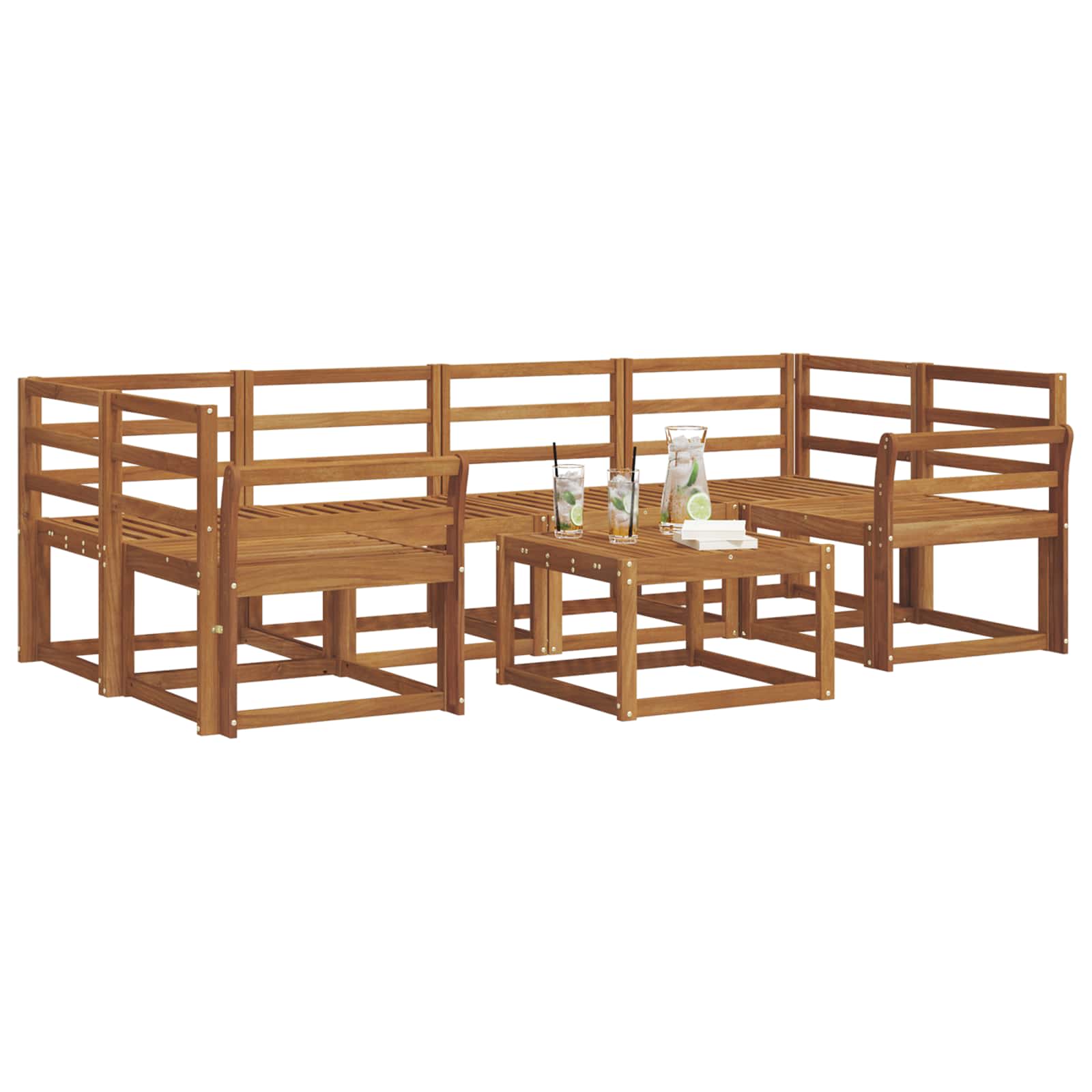 Set vanjskih sofa 7 pcs Prirodna Čvrsto drvo akacije