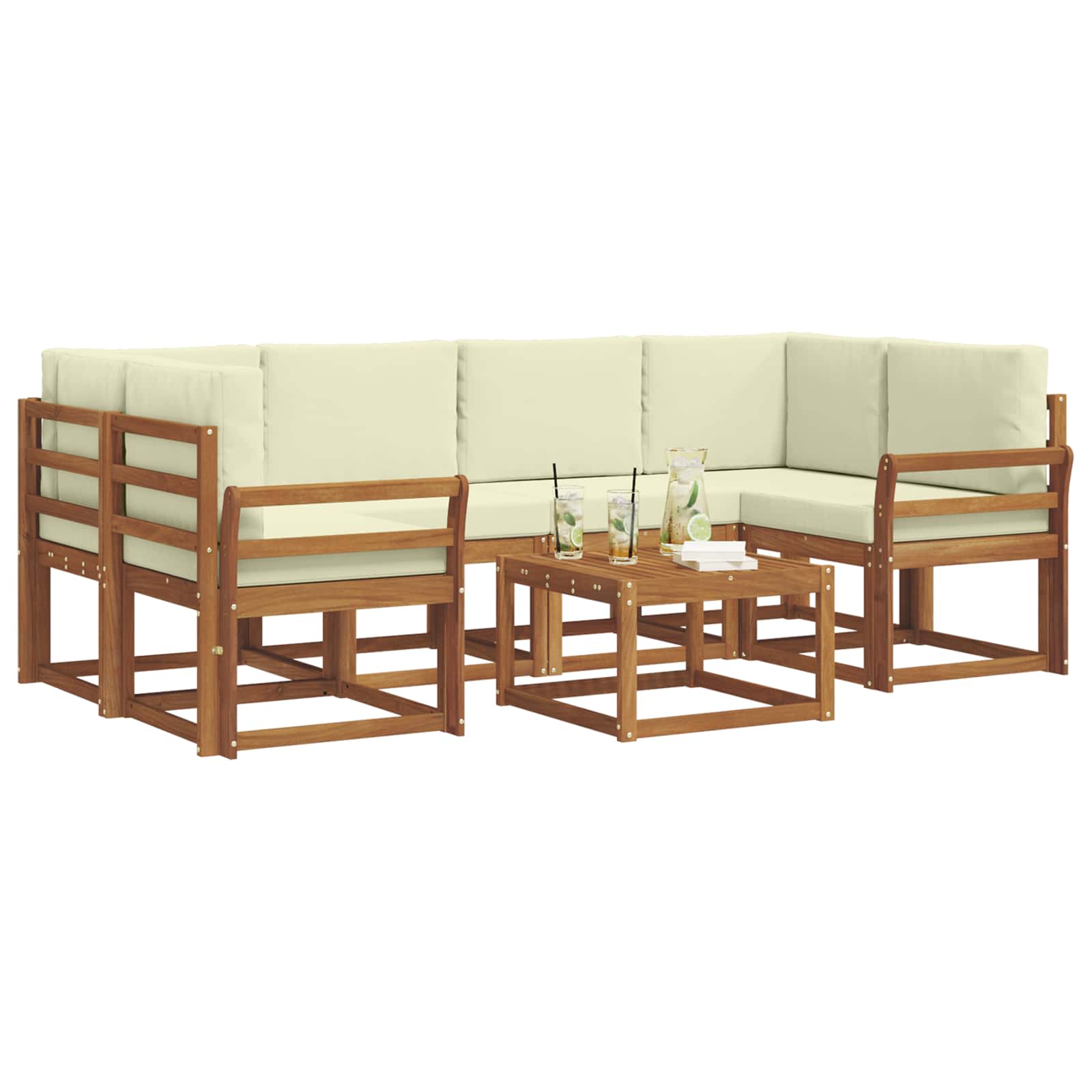 Set vanjskih sofa s jastukom 7 pcs Prirodna i krem