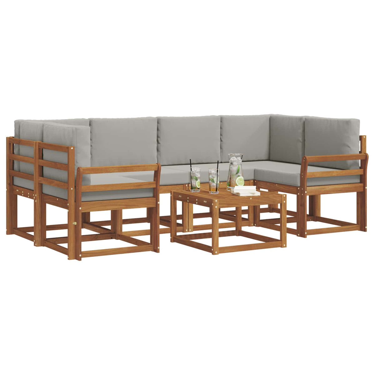 Set vanjskih sofa 7 kom. Prirodna i svijetlo siva