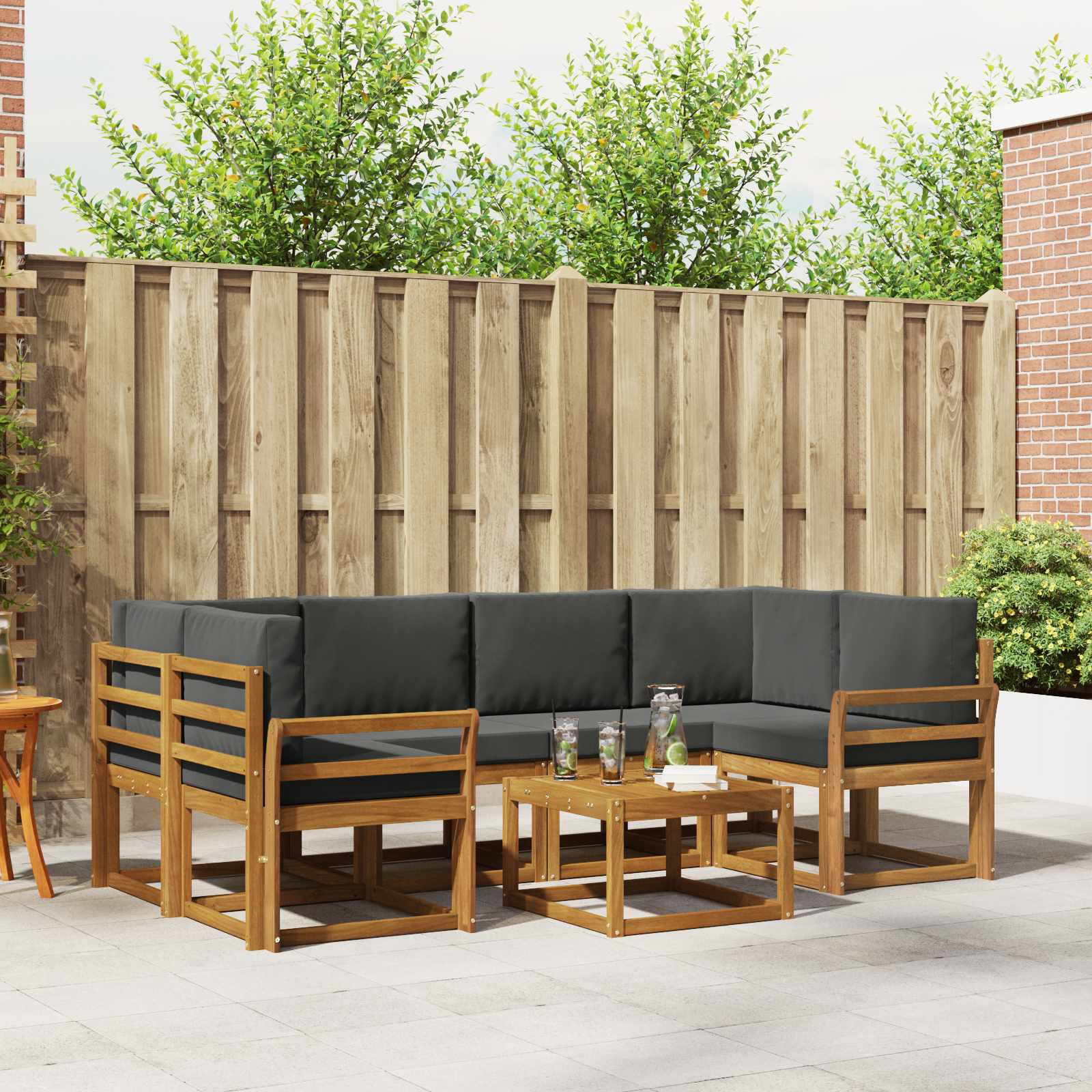 Set vanjskih sofa s jastukom 7 pcs Prirodna i antracit