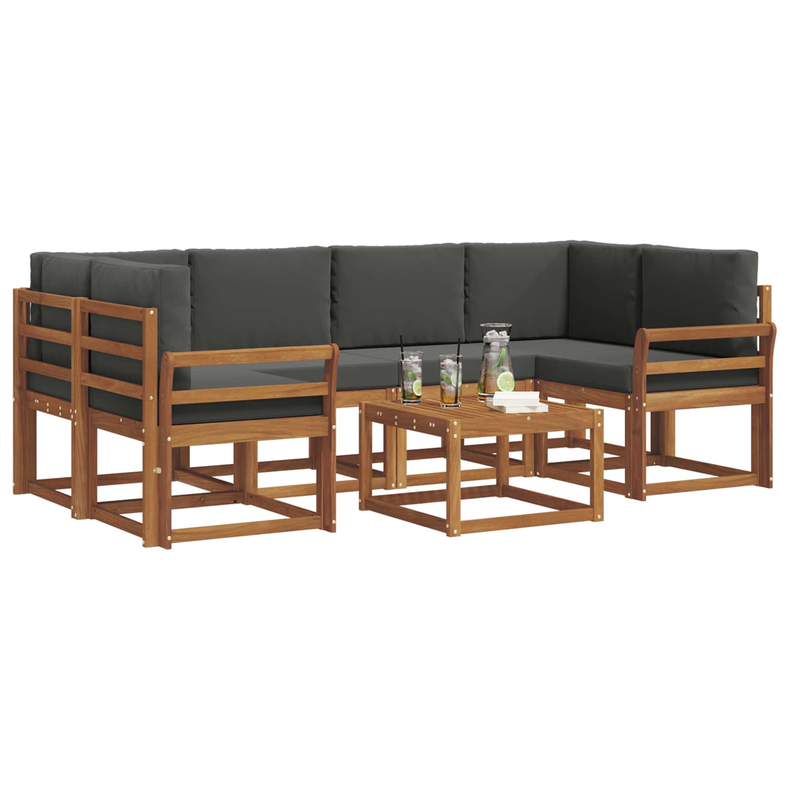 Set vanjskih sofa s jastukom 7 pcs Prirodna i antracit