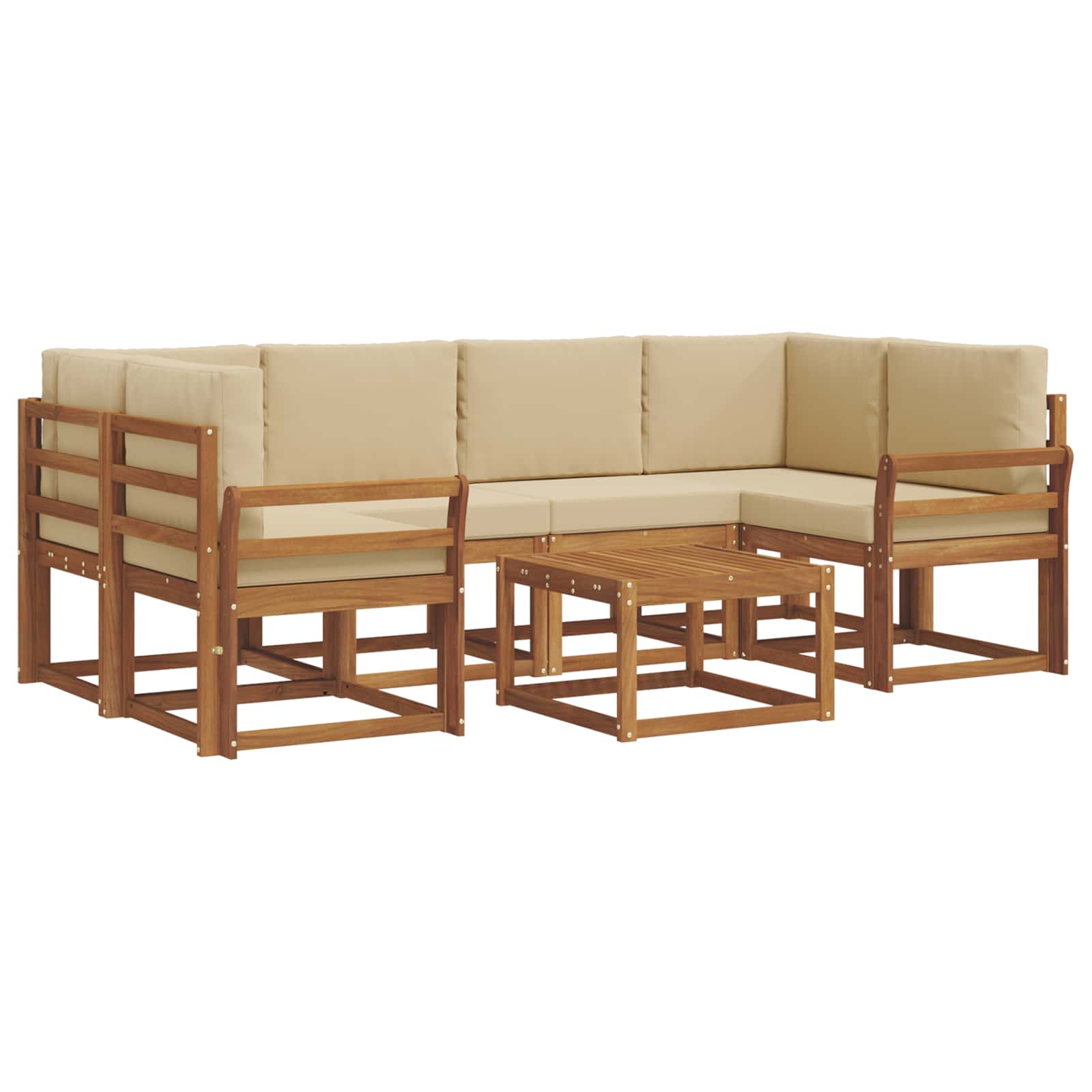 Set vanjskih sofa s jastukom 7 pcs Prirodna i bež