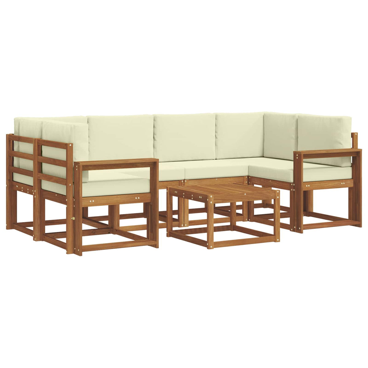 Set vanjskih sofa s jastukom 7 pcs Prirodna i krem