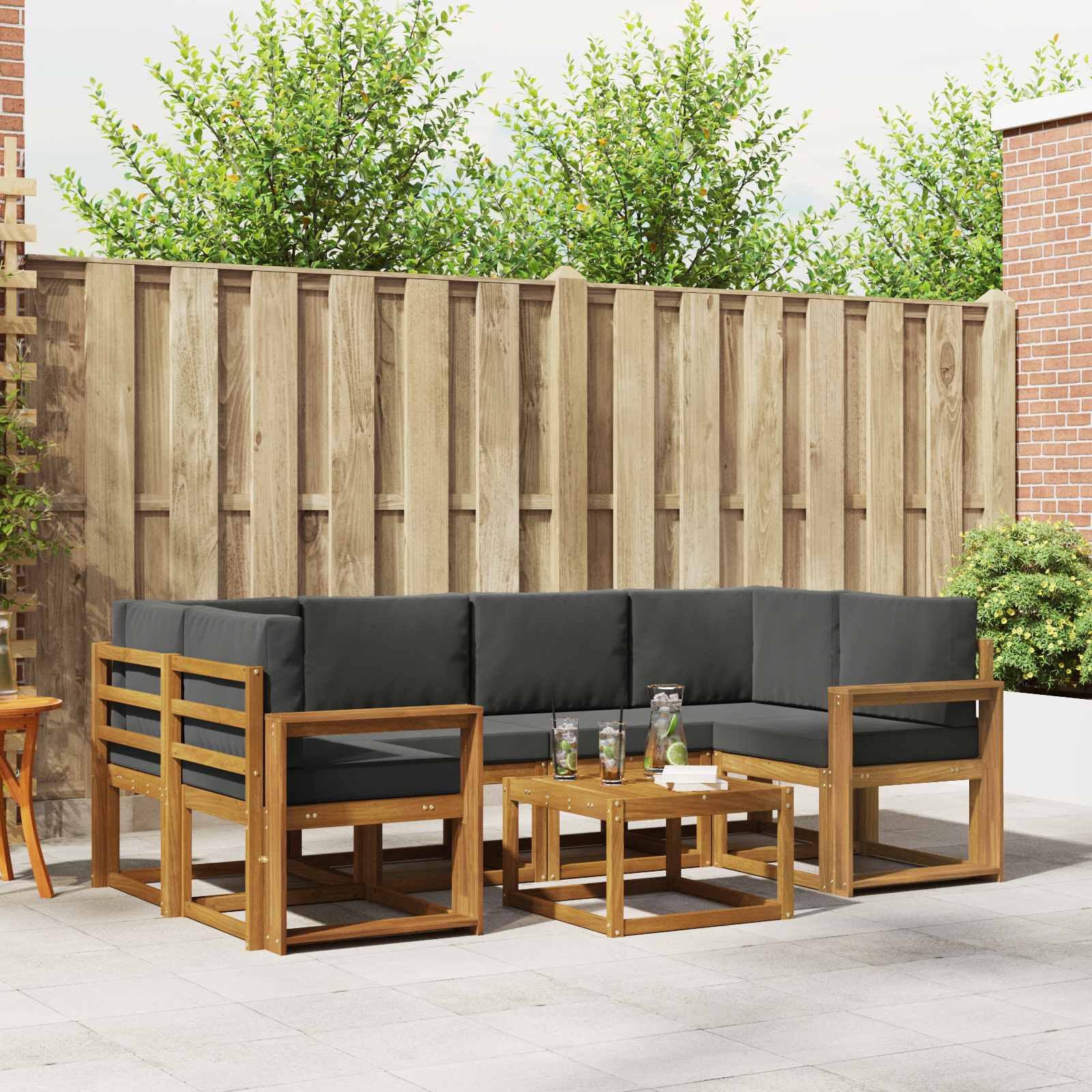 Set vanjskih sofa s jastukom 7 pcs Prirodna i antracit