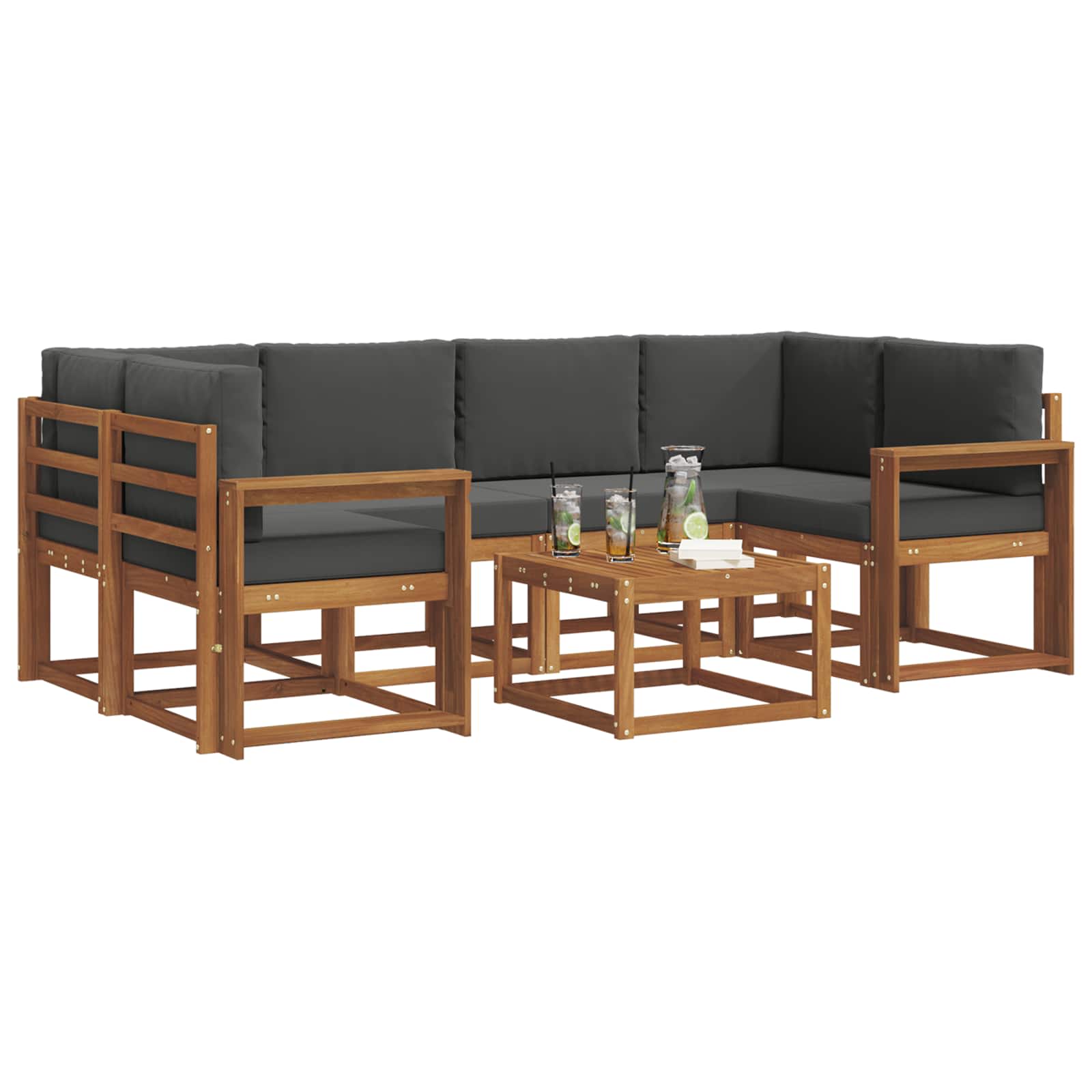 Set vanjskih sofa s jastukom 7 pcs Prirodna i antracit