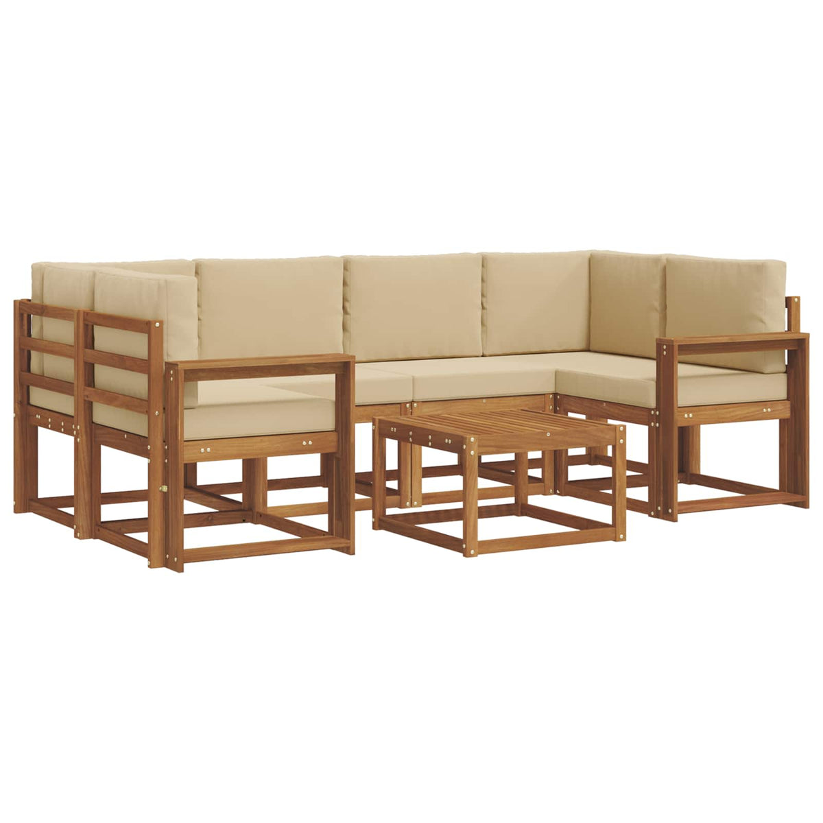 Set vanjskih sofa s jastukom 7 pcs Prirodna i bež