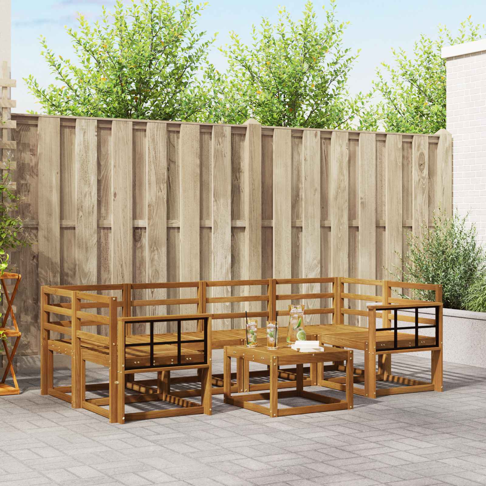 Set vanjskih sofa 7 pcs Prirodna Čvrsto drvo akacije
