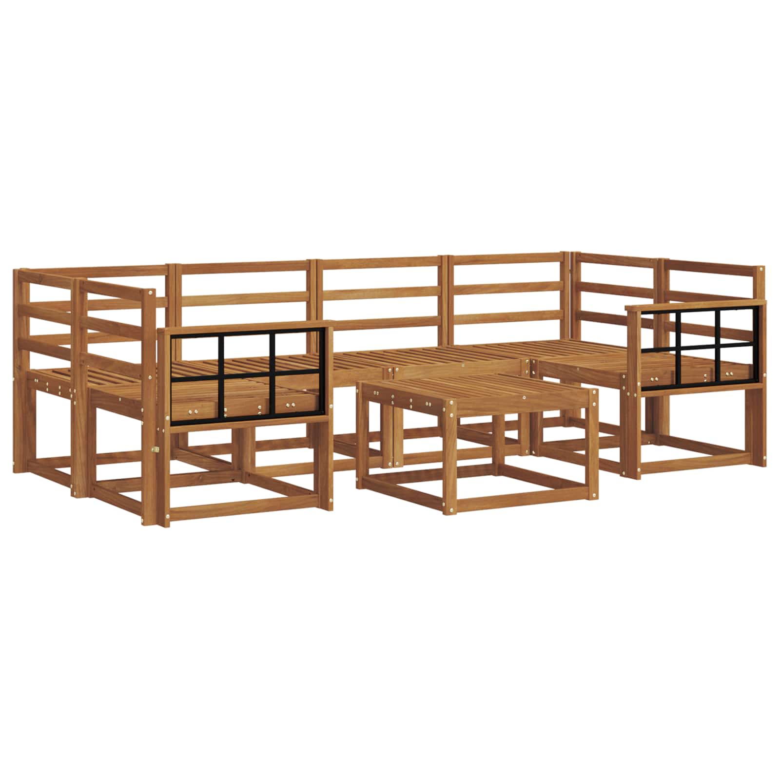 Set vanjskih sofa 7 pcs Prirodna Čvrsto drvo akacije
