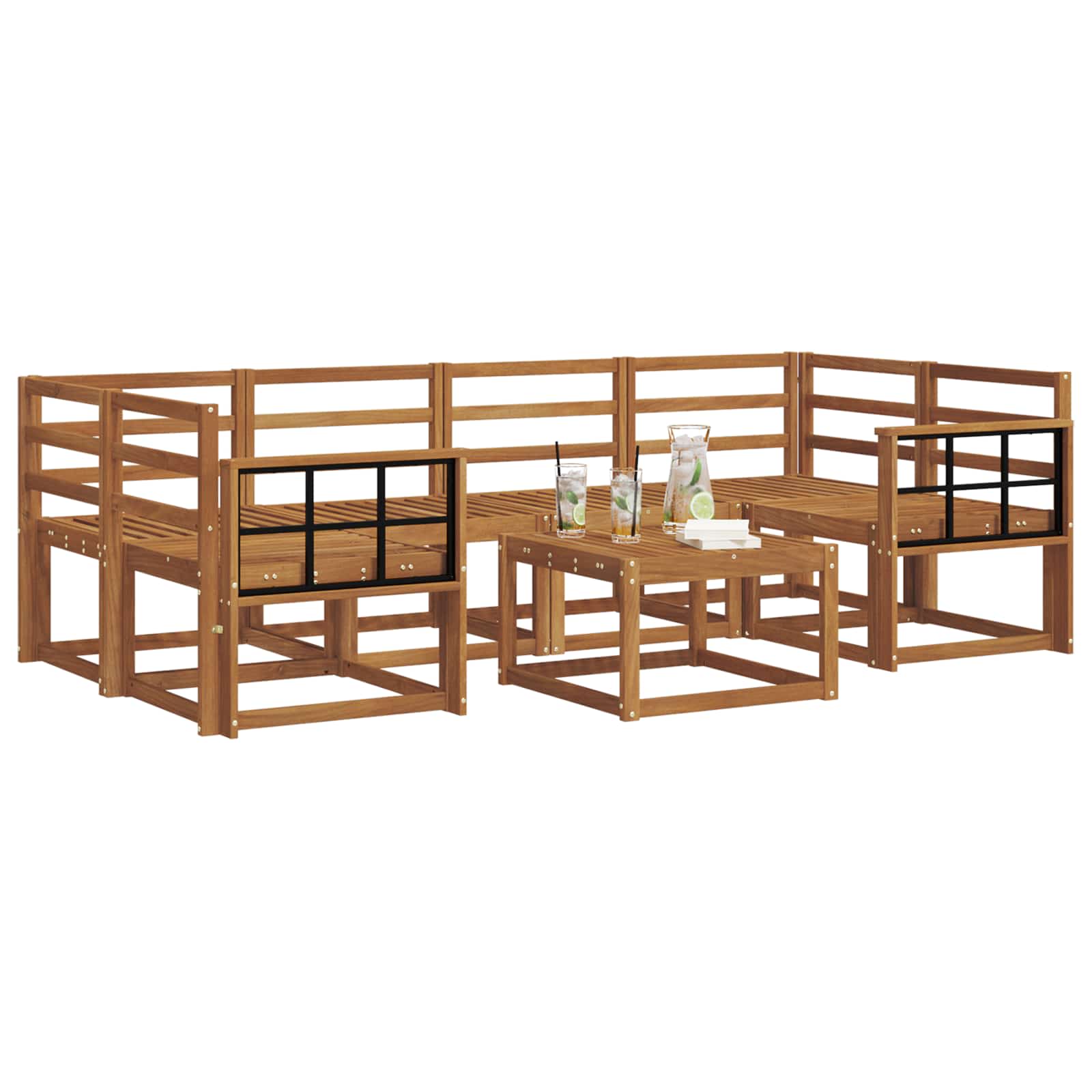 Set vanjskih sofa 7 pcs Prirodna Čvrsto drvo akacije