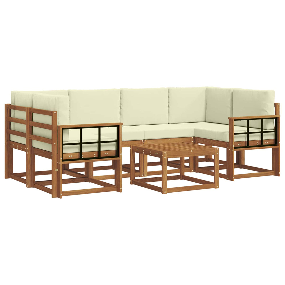 Set vanjskih sofa s jastukom 7 pcs Prirodna i krem