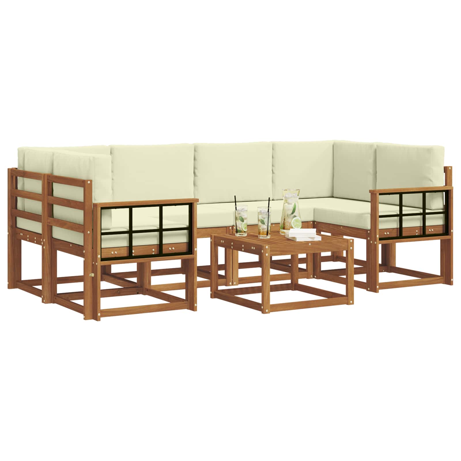 Set vanjskih sofa s jastukom 7 pcs Prirodna i krem