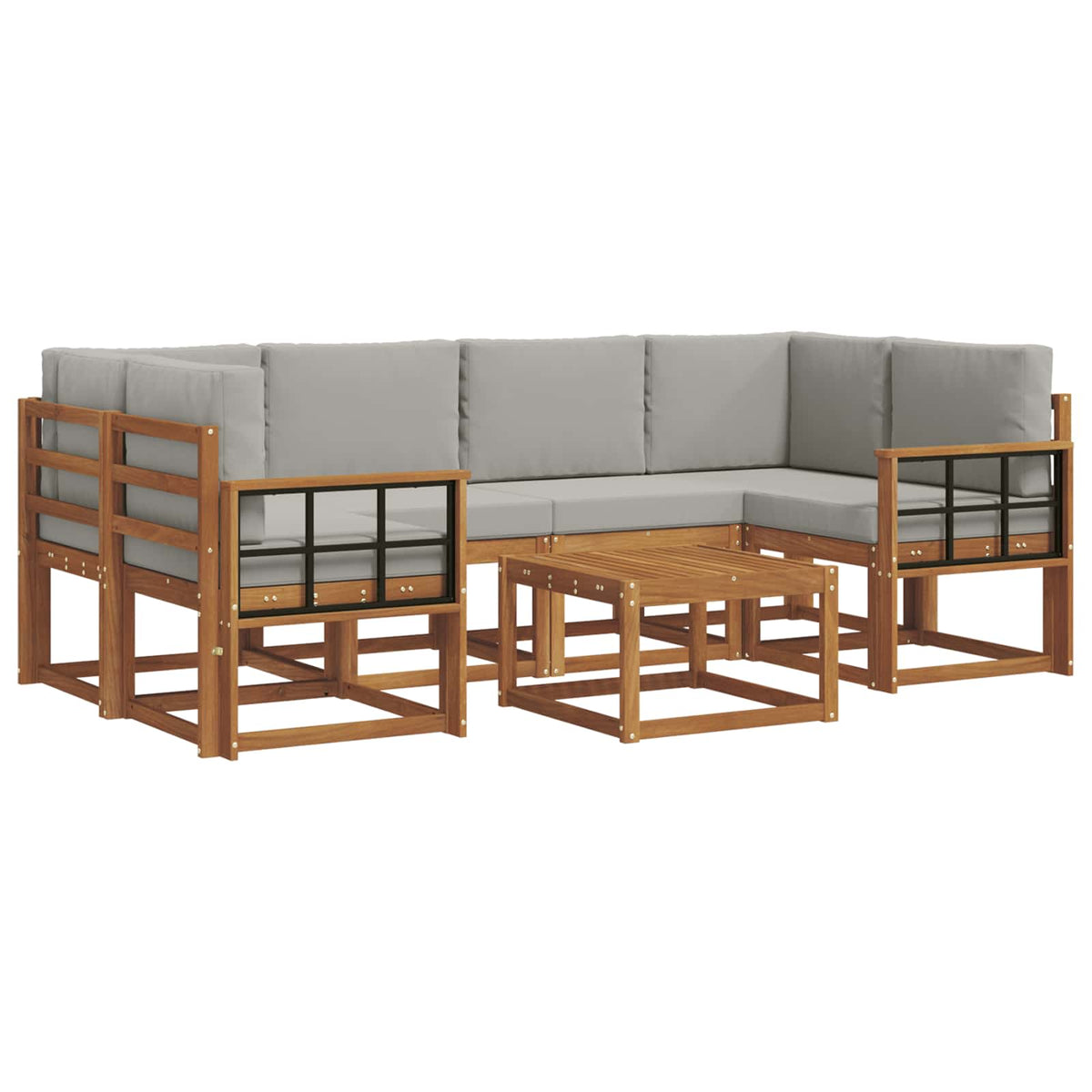 Set vanjskih sofa 7 kom. Prirodna i svijetlo siva