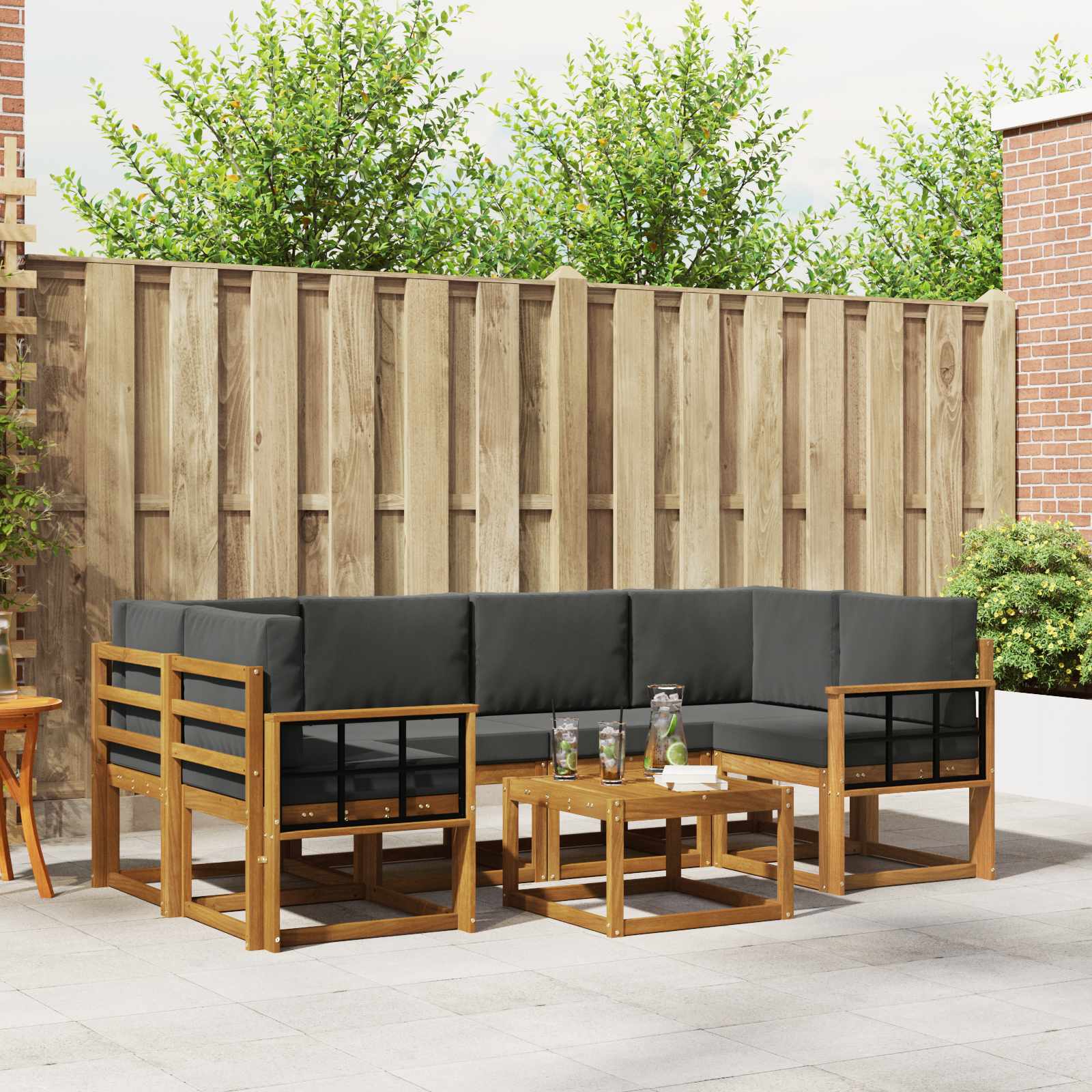 Set vanjskih sofa s jastukom 7 pcs Prirodna i antracit