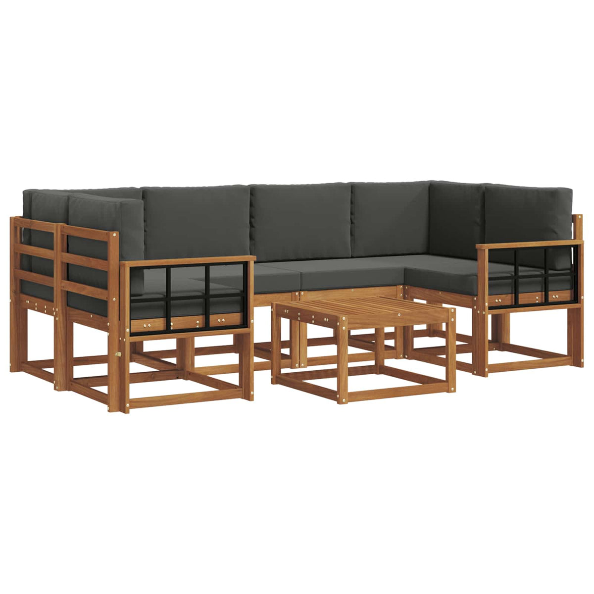 Set vanjskih sofa s jastukom 7 pcs Prirodna i antracit