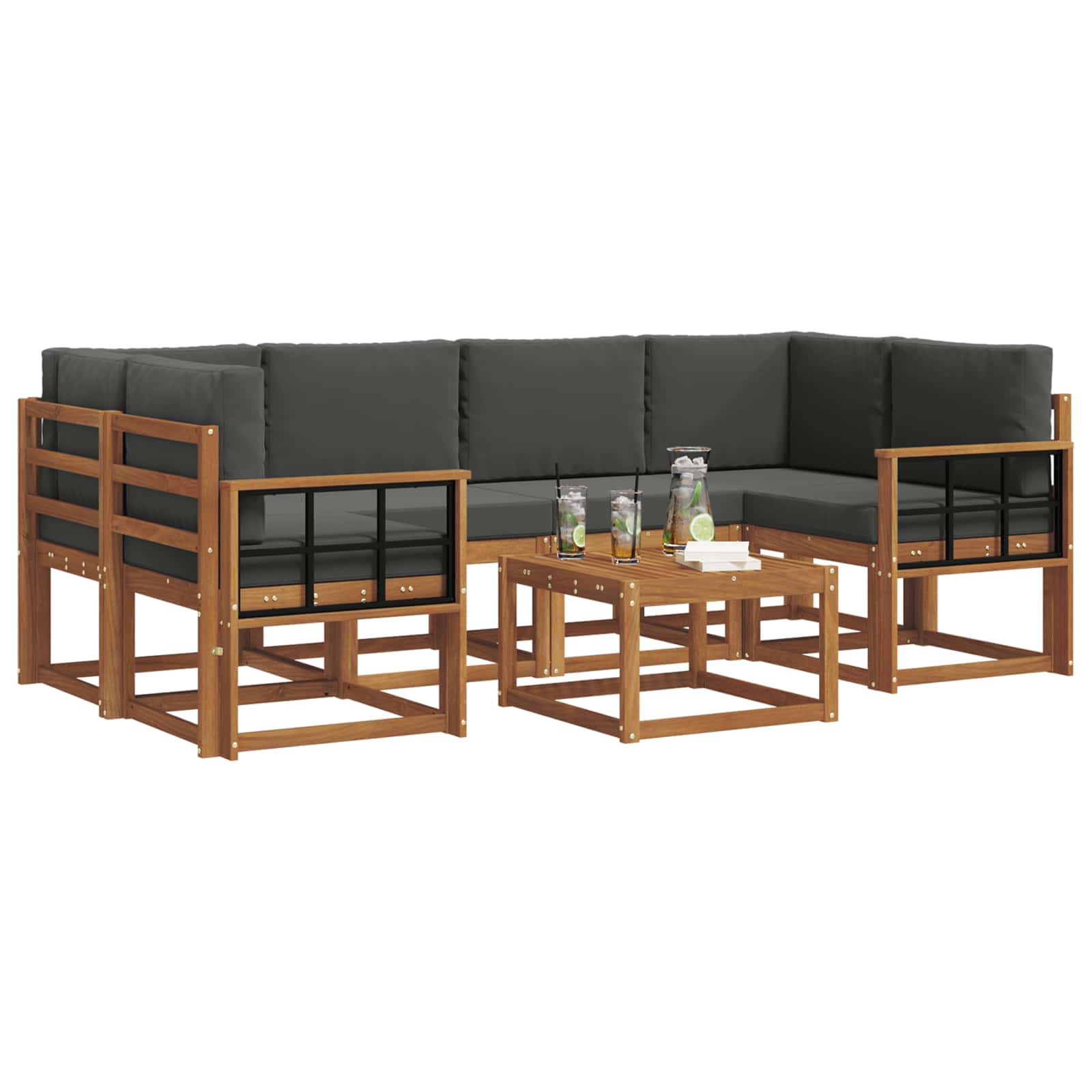 Set vanjskih sofa s jastukom 7 pcs Prirodna i antracit