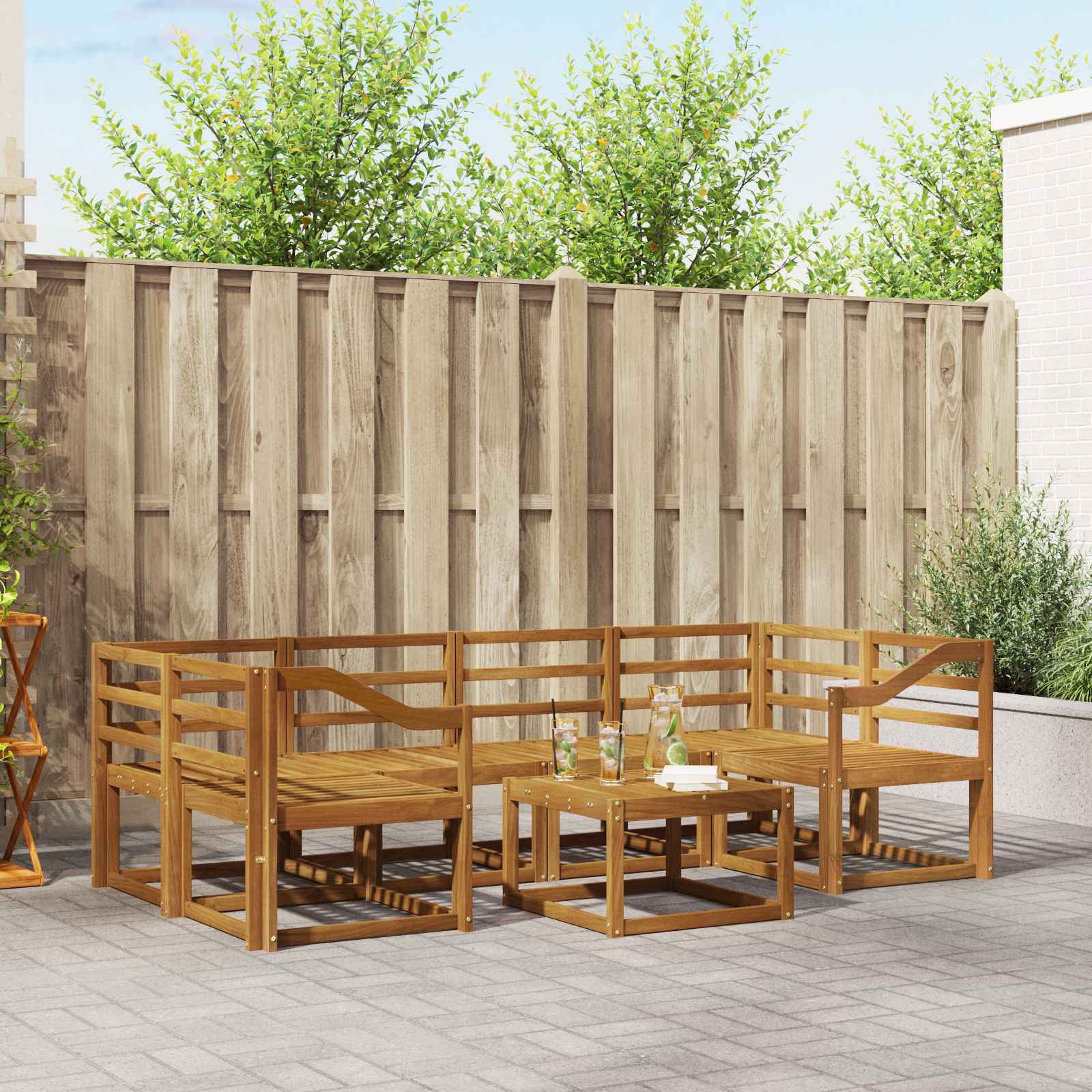 Set vanjskih sofa 7 pcs Prirodna Čvrsto drvo akacije
