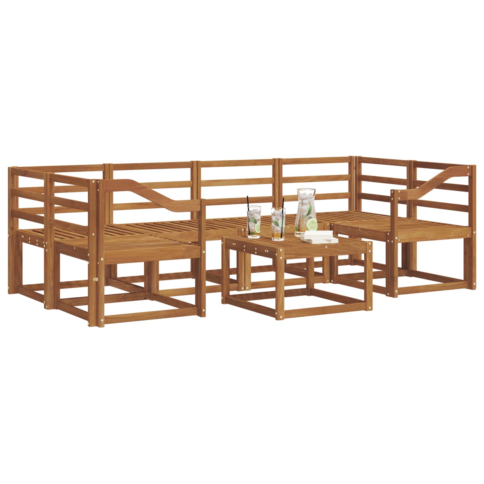 Set vanjskih sofa 7 pcs Prirodna Čvrsto drvo akacije