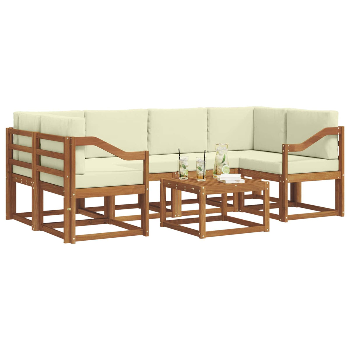 Set vanjskih sofa 7 kom. Prirodna i krem