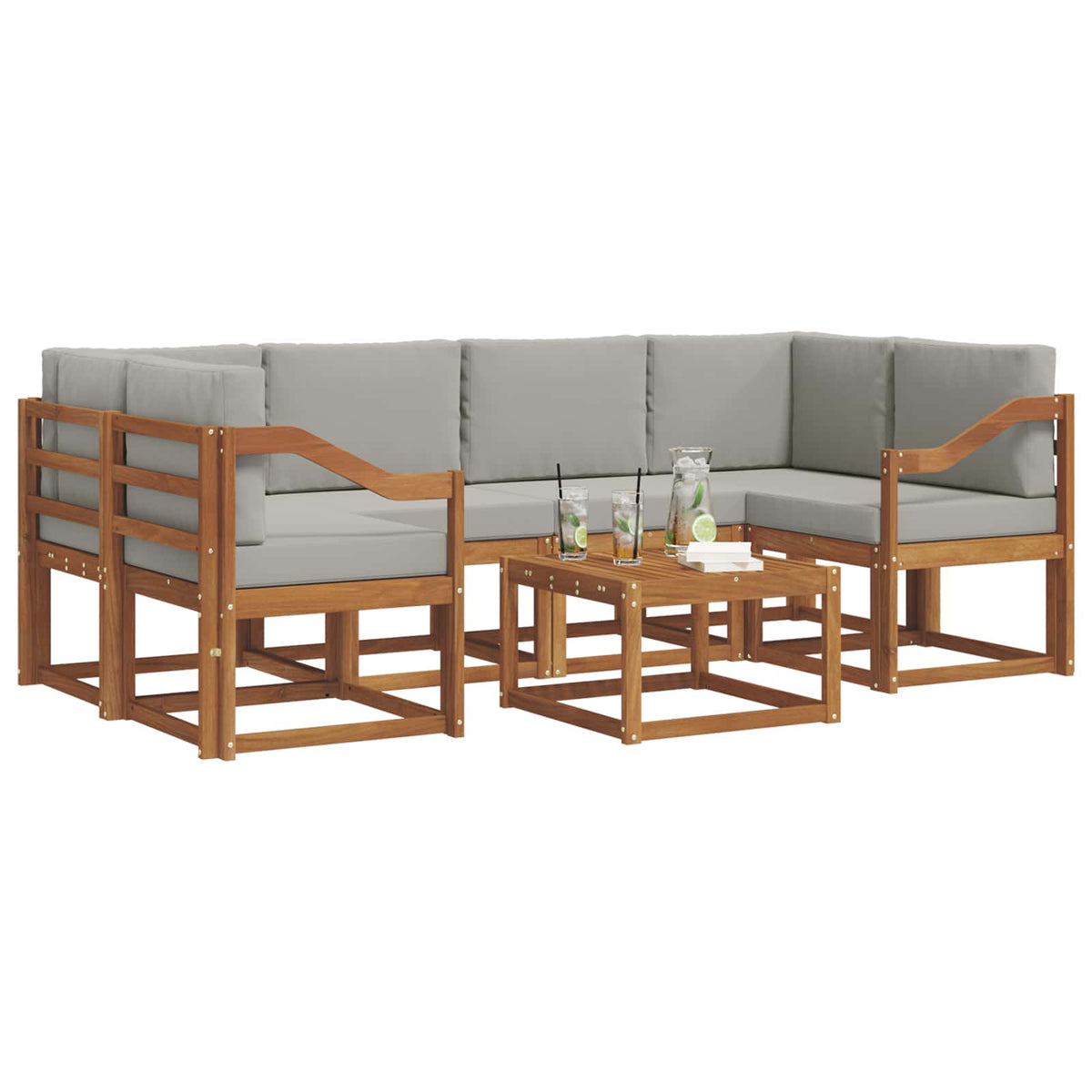 Set vanjskih sofa 7 kom. Prirodna i svijetlo siva