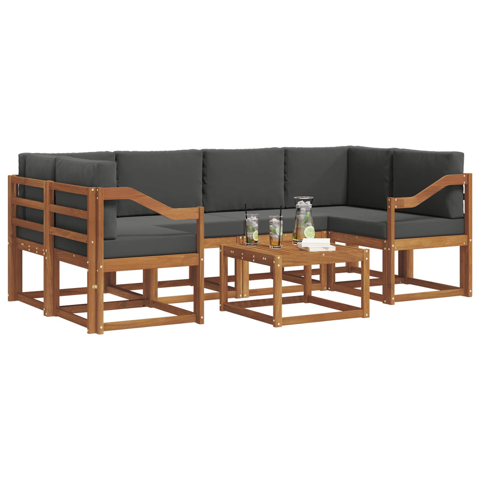 Set vanjskih sofa s jastukom 7 pcs Prirodna i antracit