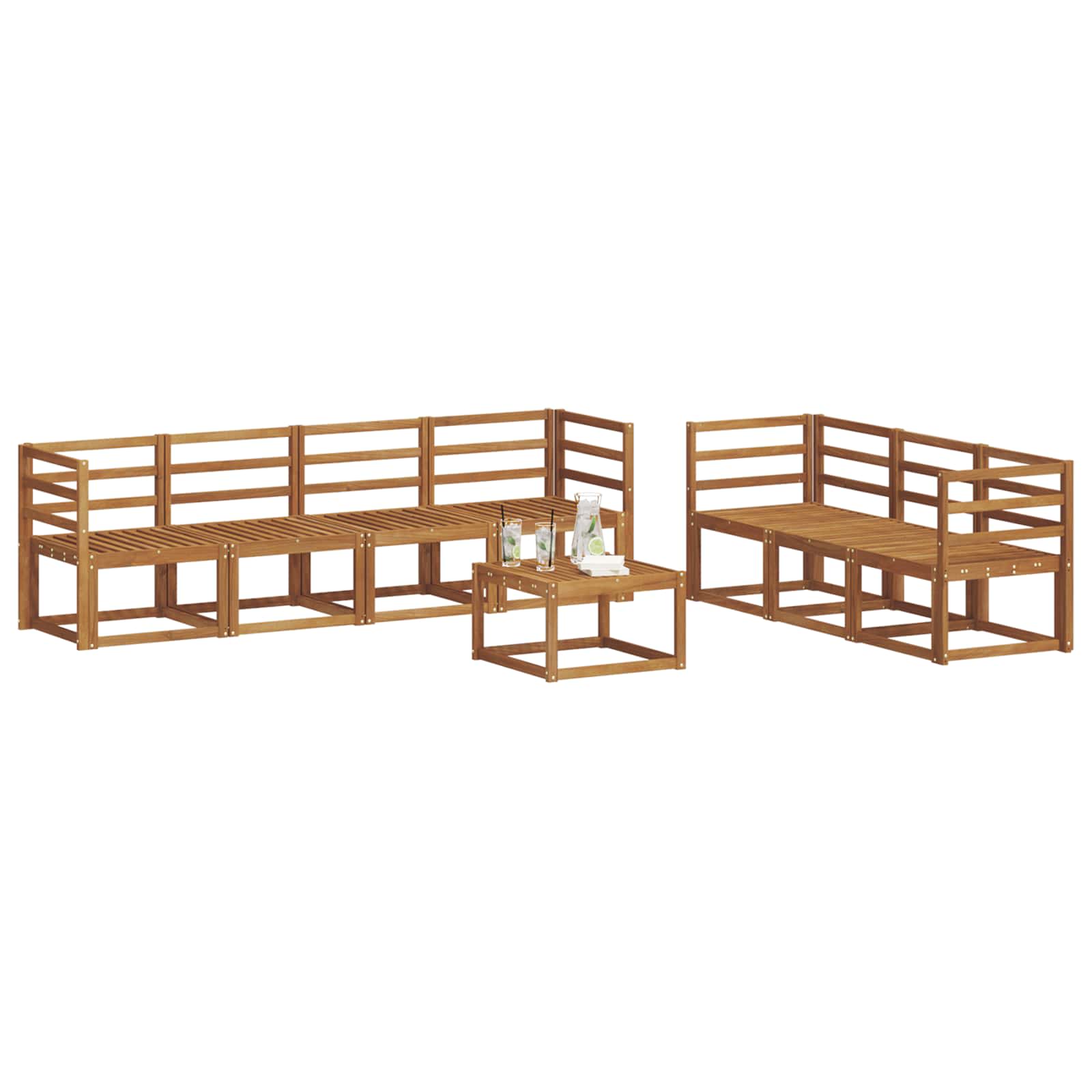 Set vanjskih sofa 8 pcs Prirodna Čvrsto drvo akacije