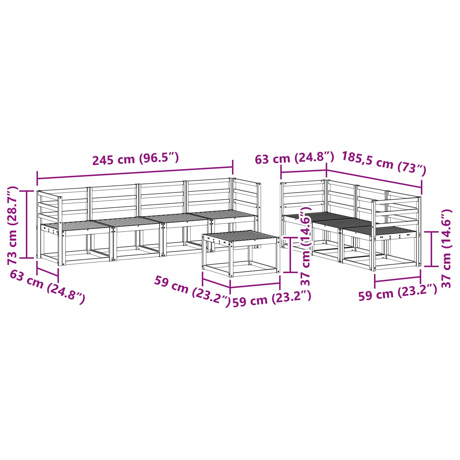 Set vanjskih sofa 8 pcs Prirodna Čvrsto drvo akacije