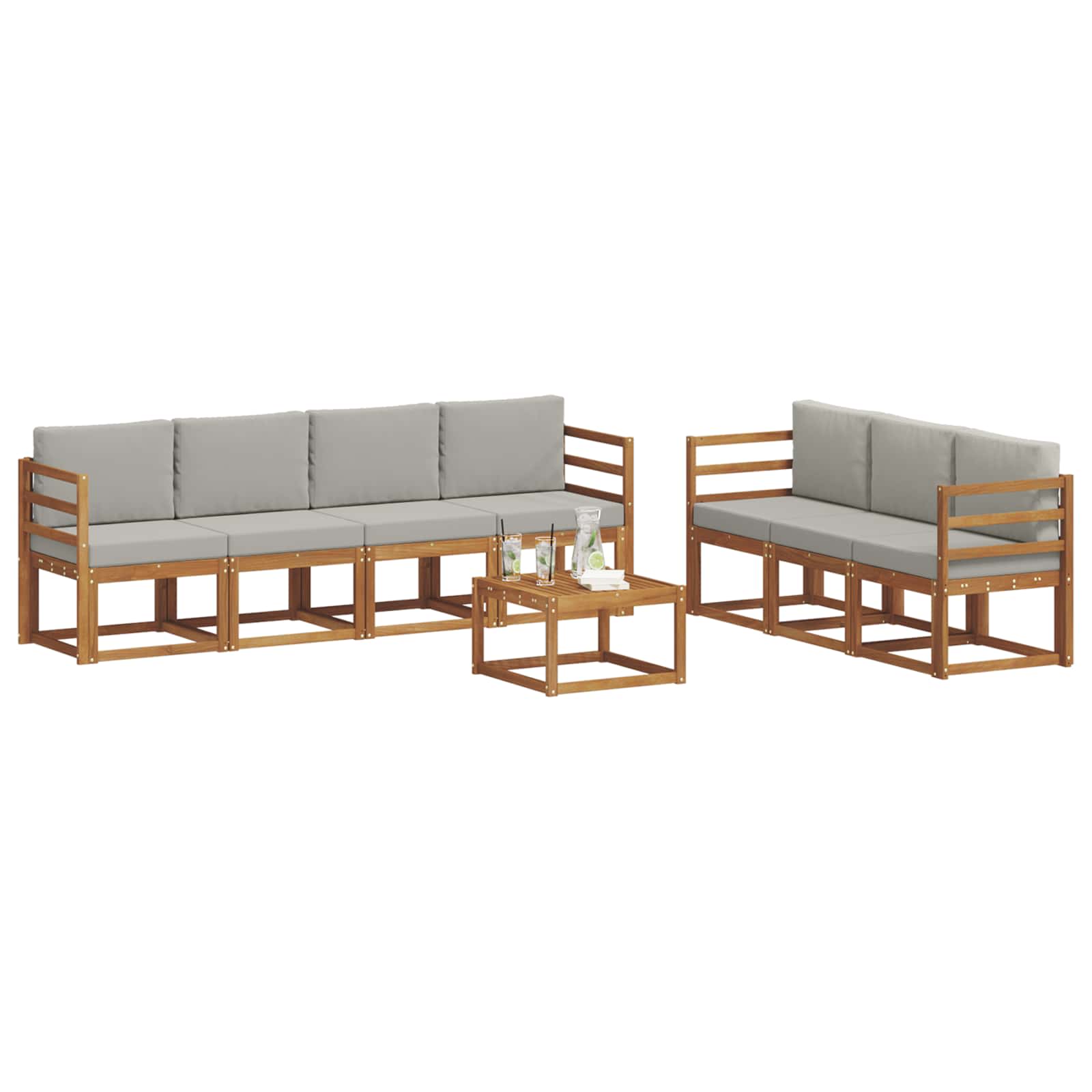 Set vanjskih sofa s jastukom 8 pcs Prirodna i svijetlo siva