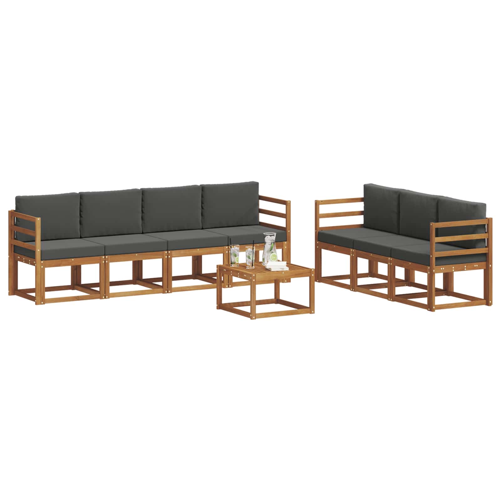 Set vanjskih sofa s jastukom 8 pcs Prirodna i antracit