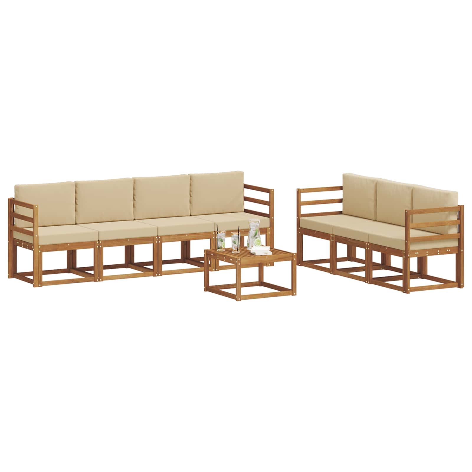 Set vanjskih sofa s jastukom 8 pcs Prirodna i bež
