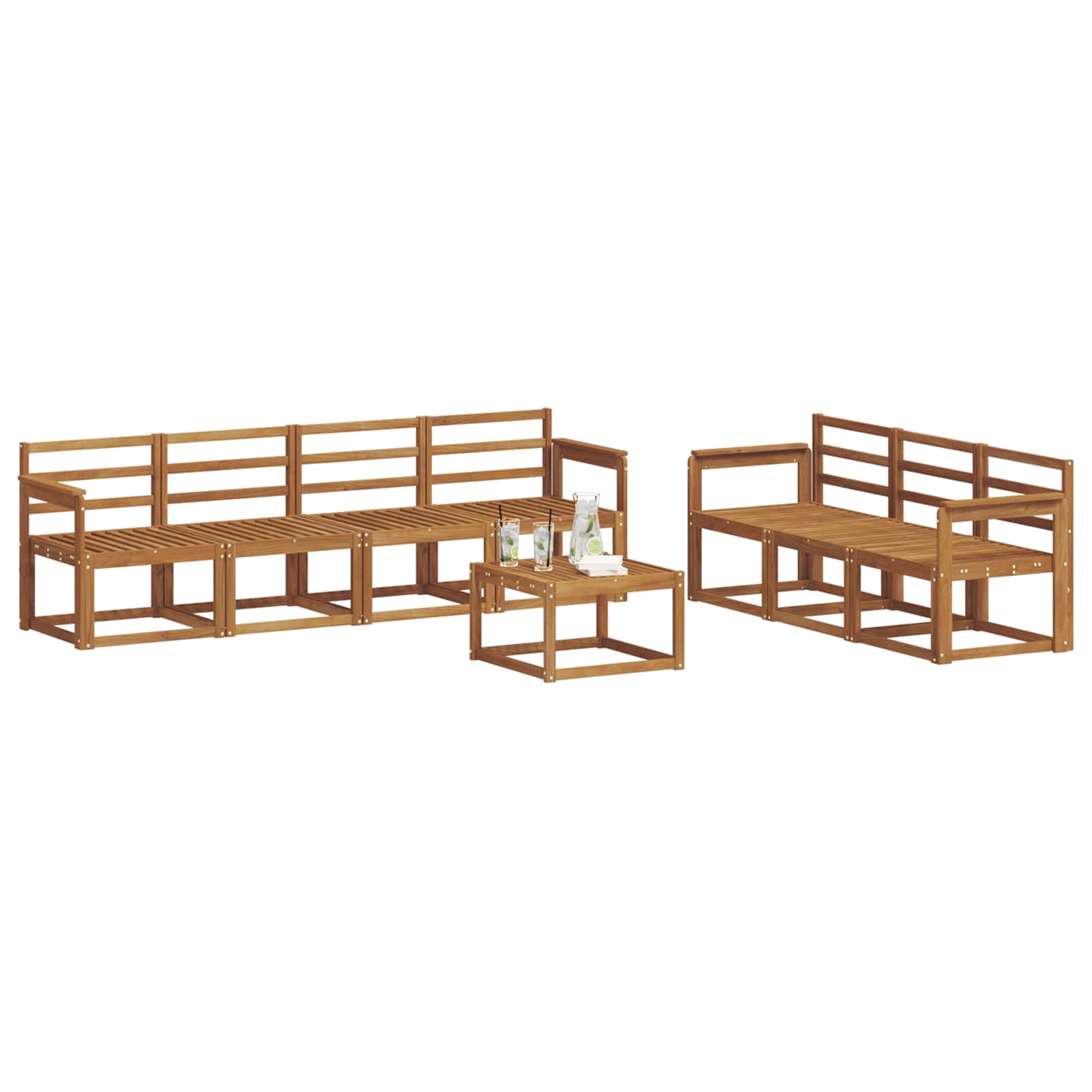 Set vanjskih sofa 8 pcs Prirodna Čvrsto drvo akacije